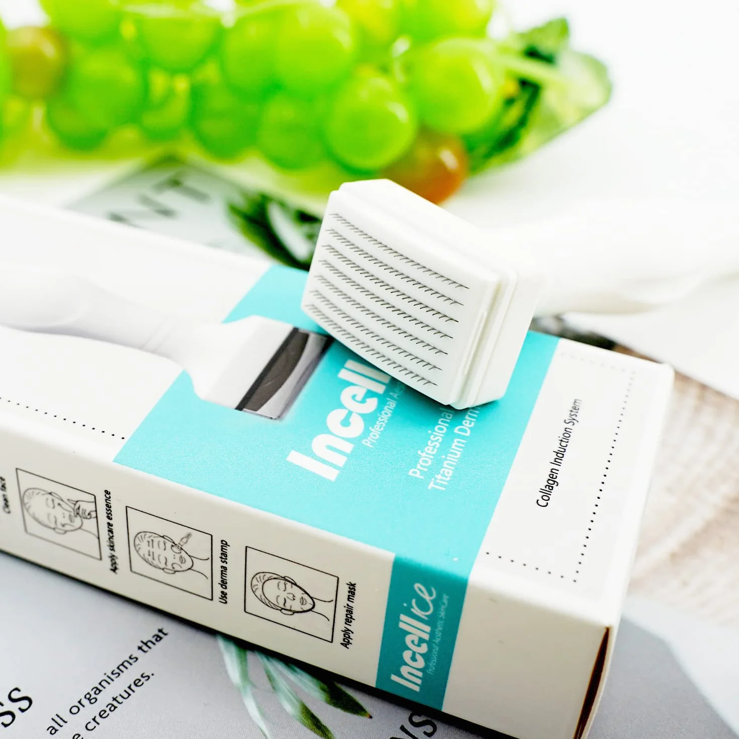 Derma Stamp - INCELLICE Dermastamp 1,5, Stempel z mikroigłami 175 tytanowych igieł Derma Stamper do włosów i brody, Profesjonalny stempel do mikronakłuwania do pielęgnacji skóry dla kobiet i mężczyzn