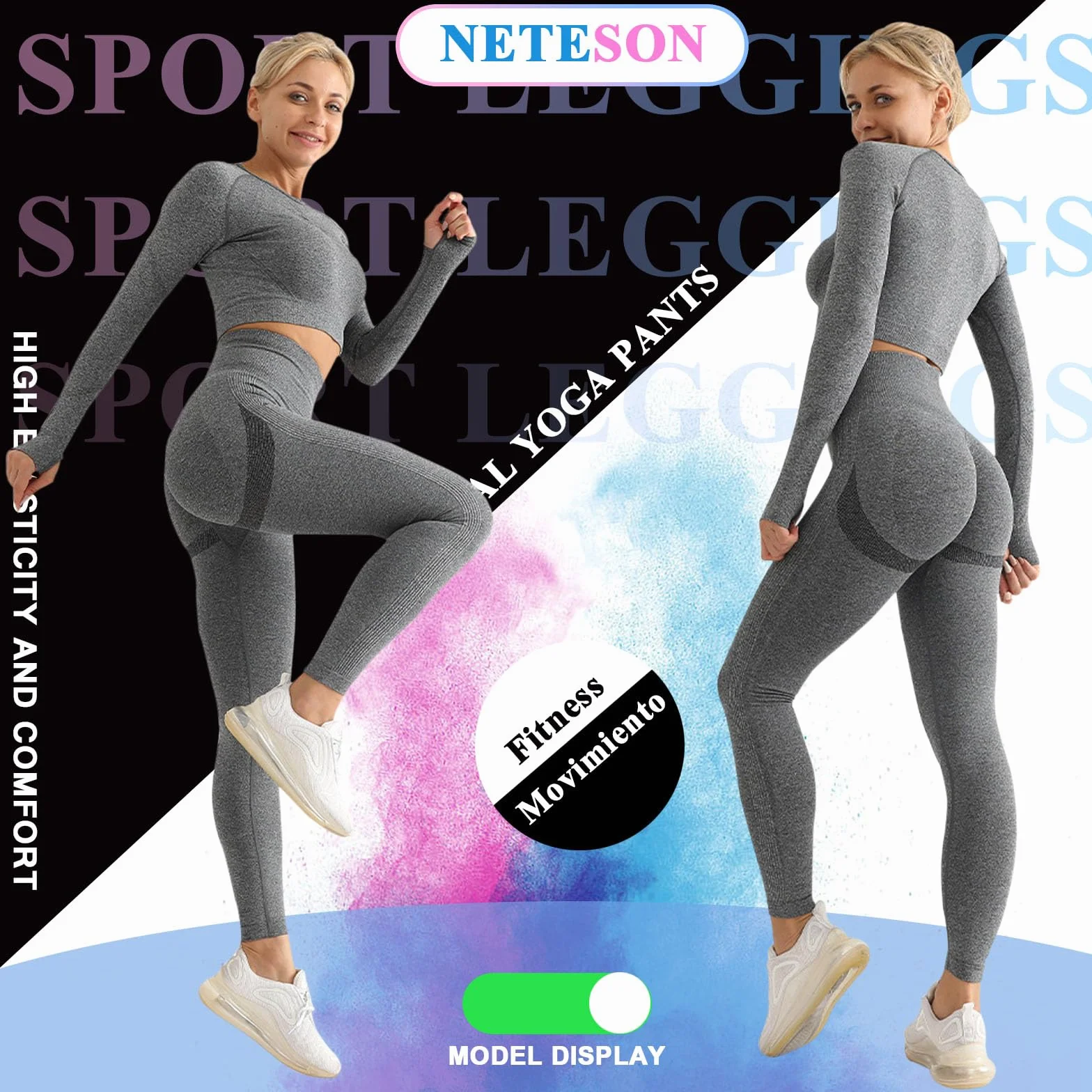 Damskie legginsy sportowe push-up z wysokim stanem spodnie na siłownię Push Up Legginsy treningowe kontrola brzucha matowe do jogi fitness pilates
