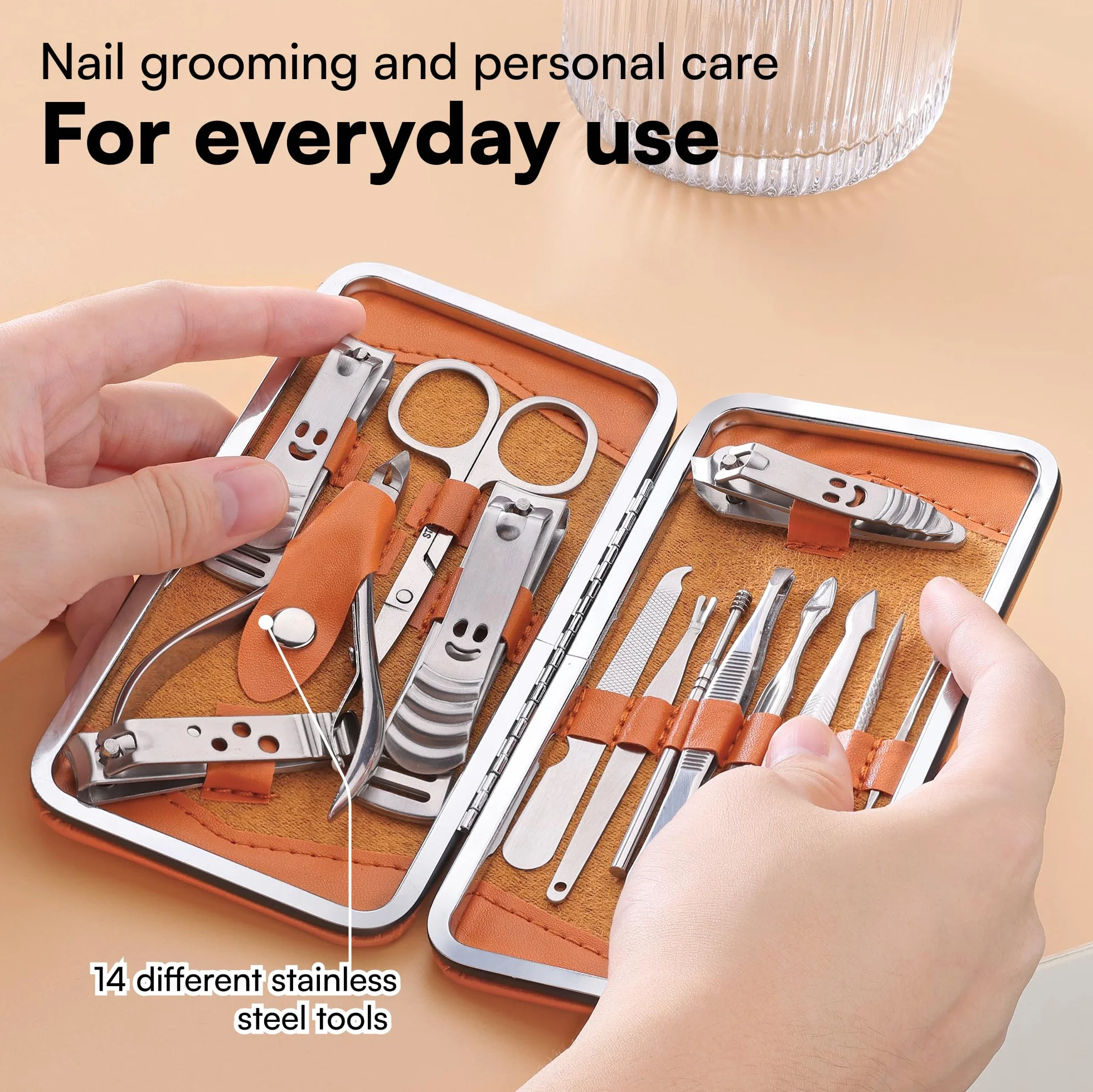 H&S Zestaw do manicure i pedicure 14 szt. ze stali nierdzewnej