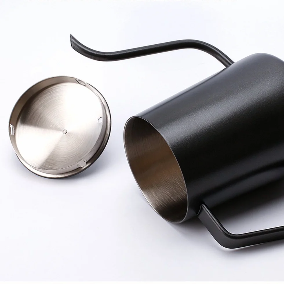 350ML Teflon Czarny Powłoka 5mm Gooseneck Drip Pot Ekspres do kawy (350ml z pokrywką)