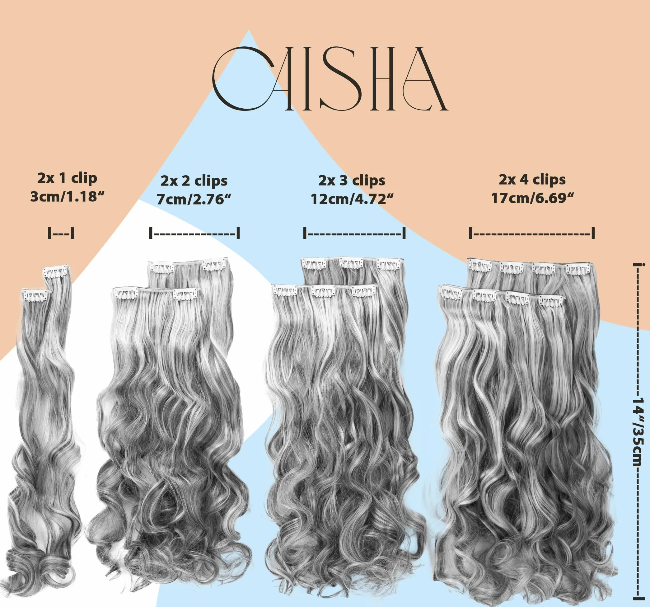 CAISHA XXL 8-Częściowy Zestaw CLIP IN EXTENSES Przedłużanie Włosów Treska Obszernie Falująca Czerwonawy Brąz CES114-1