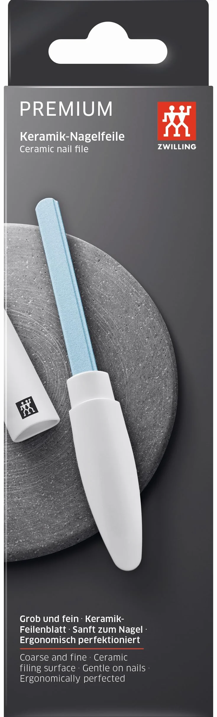 ZWILLING Pilnik do paznokci ceramiczny (gruboziarnisty i drobnoziarnisty, do wrażliwych paznokci, z nasadką ochronną), premium, biały, 170 mm