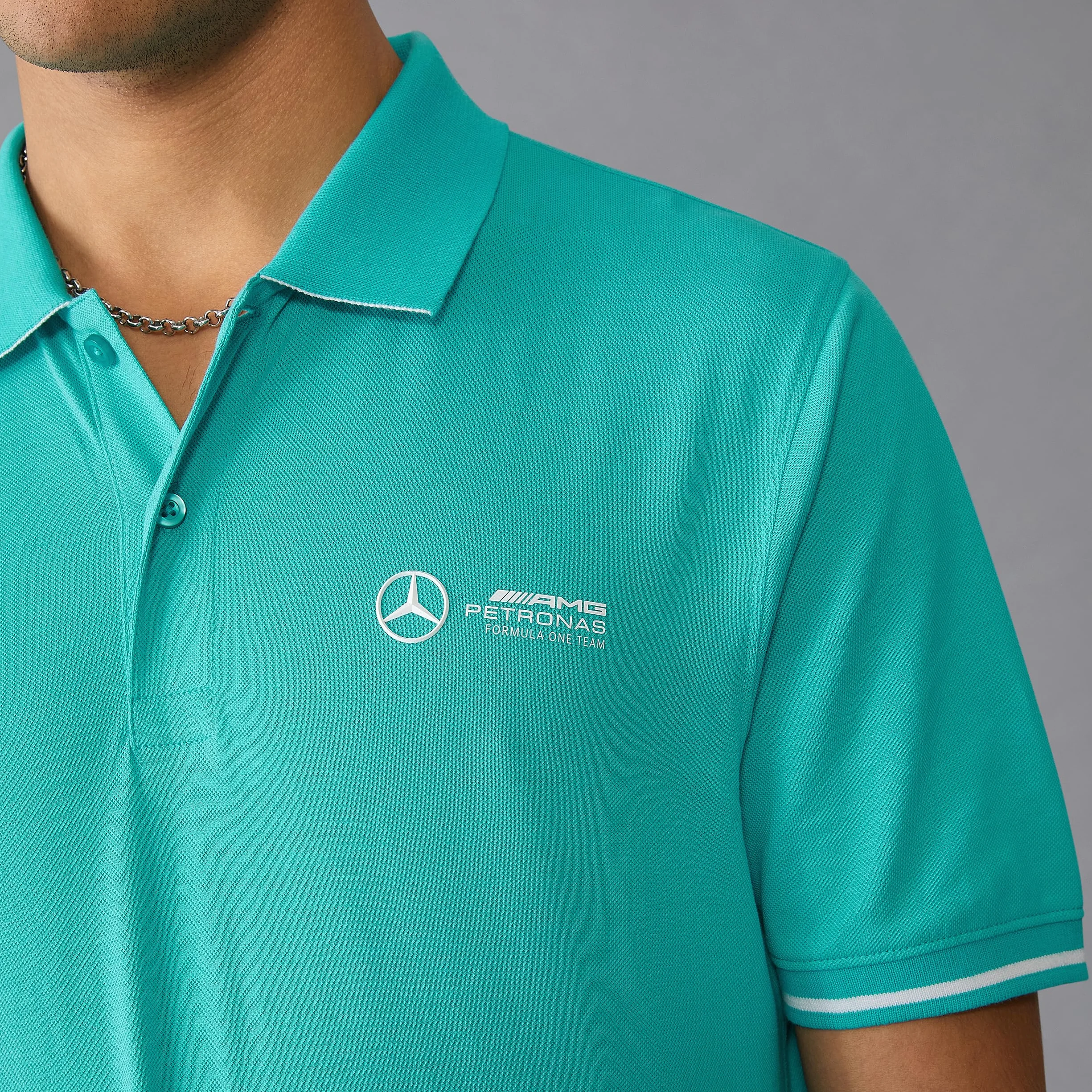 Mercedes AMG Petronas Męska koszulka polo F1 z logo zespołu 3D