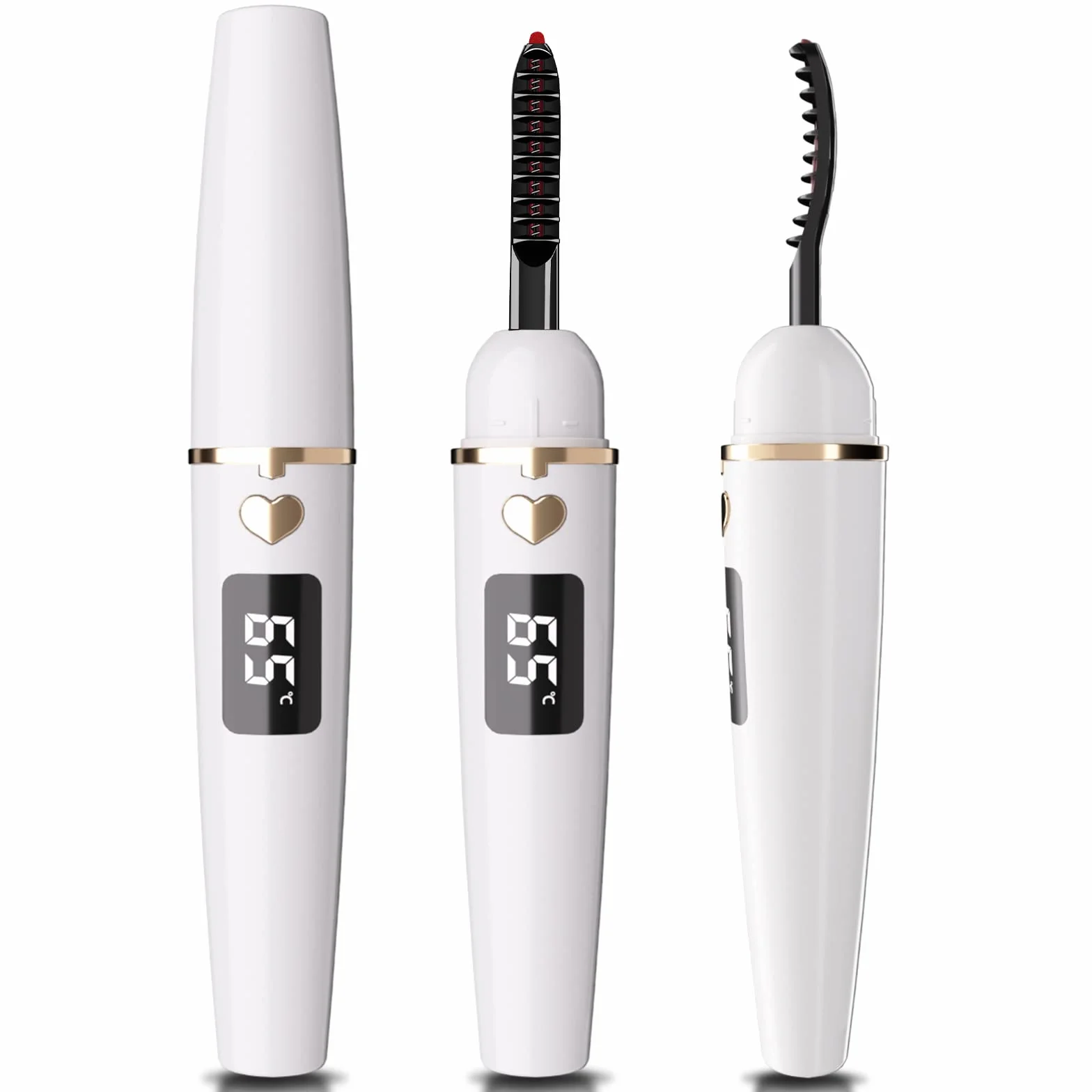 Heated EyeLash Curler, Heated Lash Curler, Intelligent Power Off Rechargeable Electric Eyelash Curler Heated Quickly By Steel Wire for 24 Hs Natural Makeup (Bright White, X8-132MM)