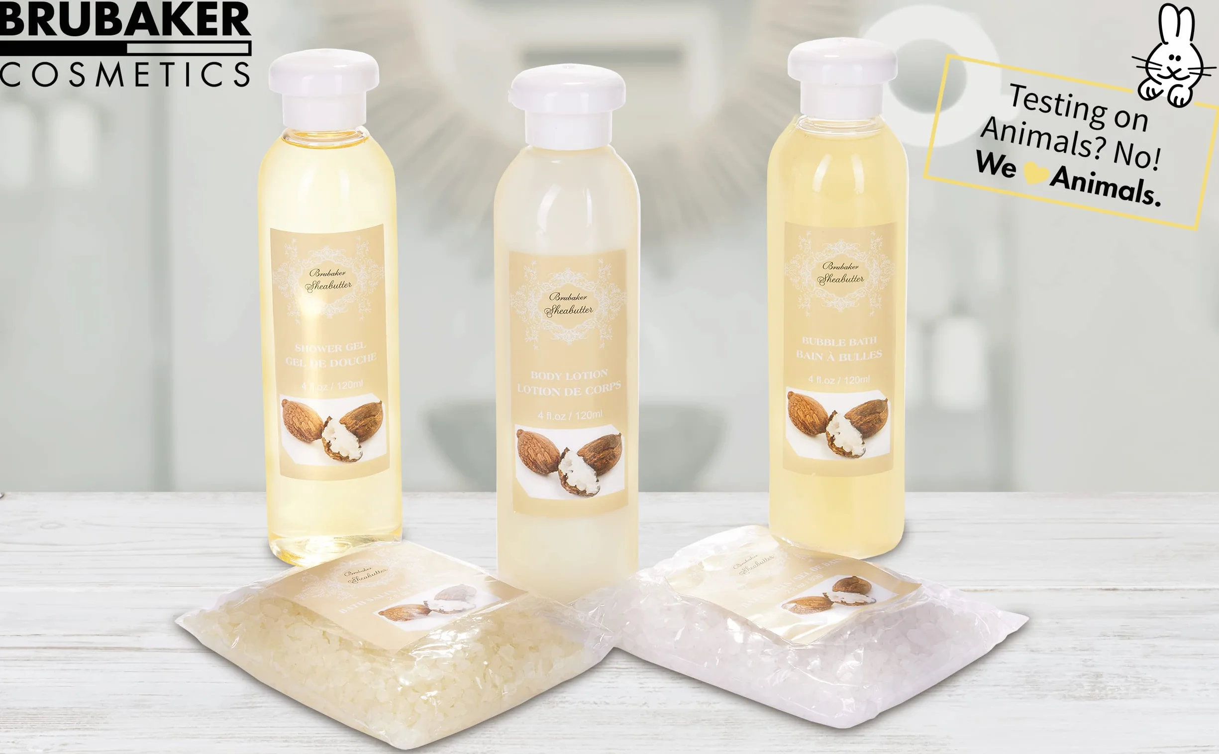 BRUBAKER Cosmetics Zestaw do Kąpieli i Pielęgnacji Masło Shea w Drewnianej Szafce - Zestaw Upominkowy