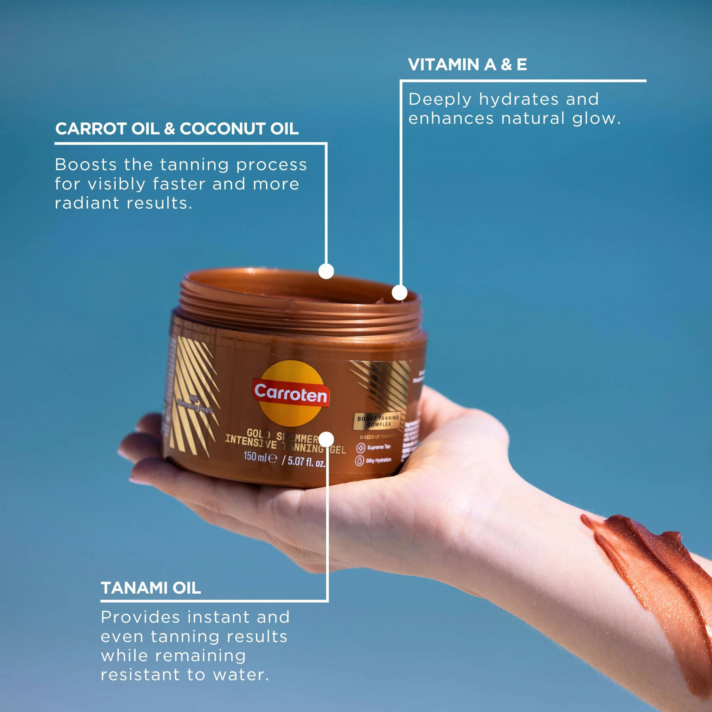 Carroten Gold Tanning Gel 150 ml przyspieszacz opalania z perłami