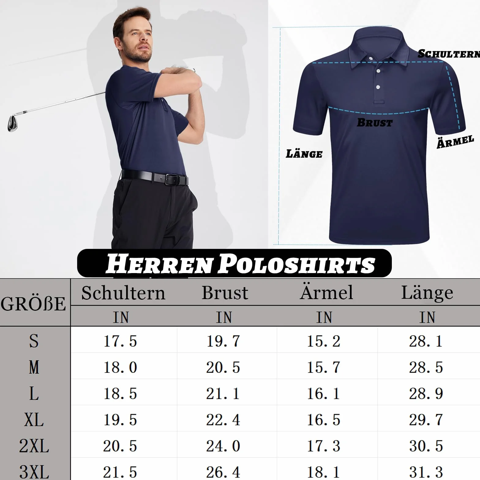 KEFITEVD Męskie Szybkoschnące Koszulki Polo z Krótkim Rękawem na Zajęcia na świeżym Powietrzu Golf T-shirt Turystyczny Poliester Wygodny z Guzikiem