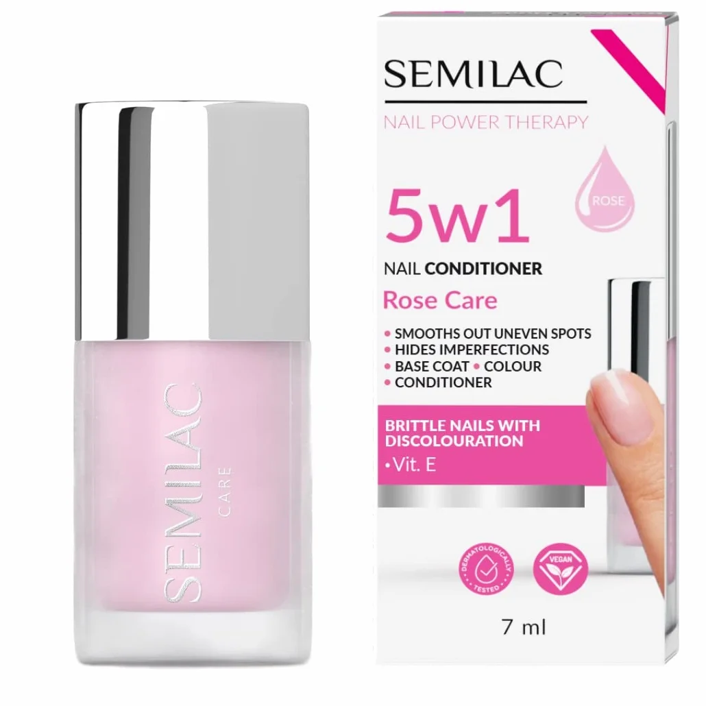 Semilac Odżywka Do Paznokci Łamliwych Z Przebarwieniami 5w1 Rose Care 7ml