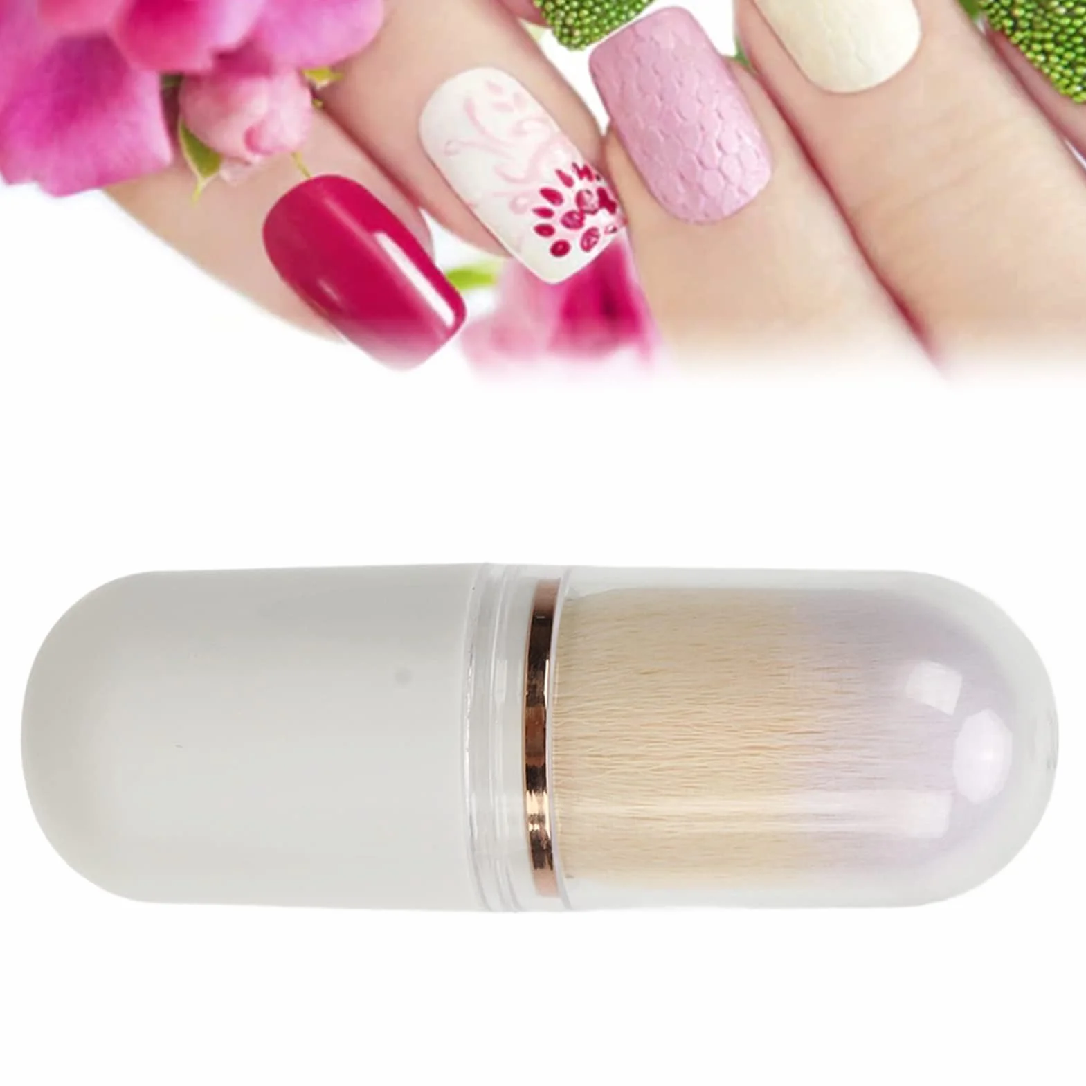 Pędzel do Usuwania Pyłu Nail Art, Pędzel do Usuwania Pyłu Nail Art, Miękki Pędzel do Czyszczenia Kabuki do Makijażu, Pędzel do Usuwania Pyłu Nail Art Pędzel do Usuwania Pyłu, (Biały)