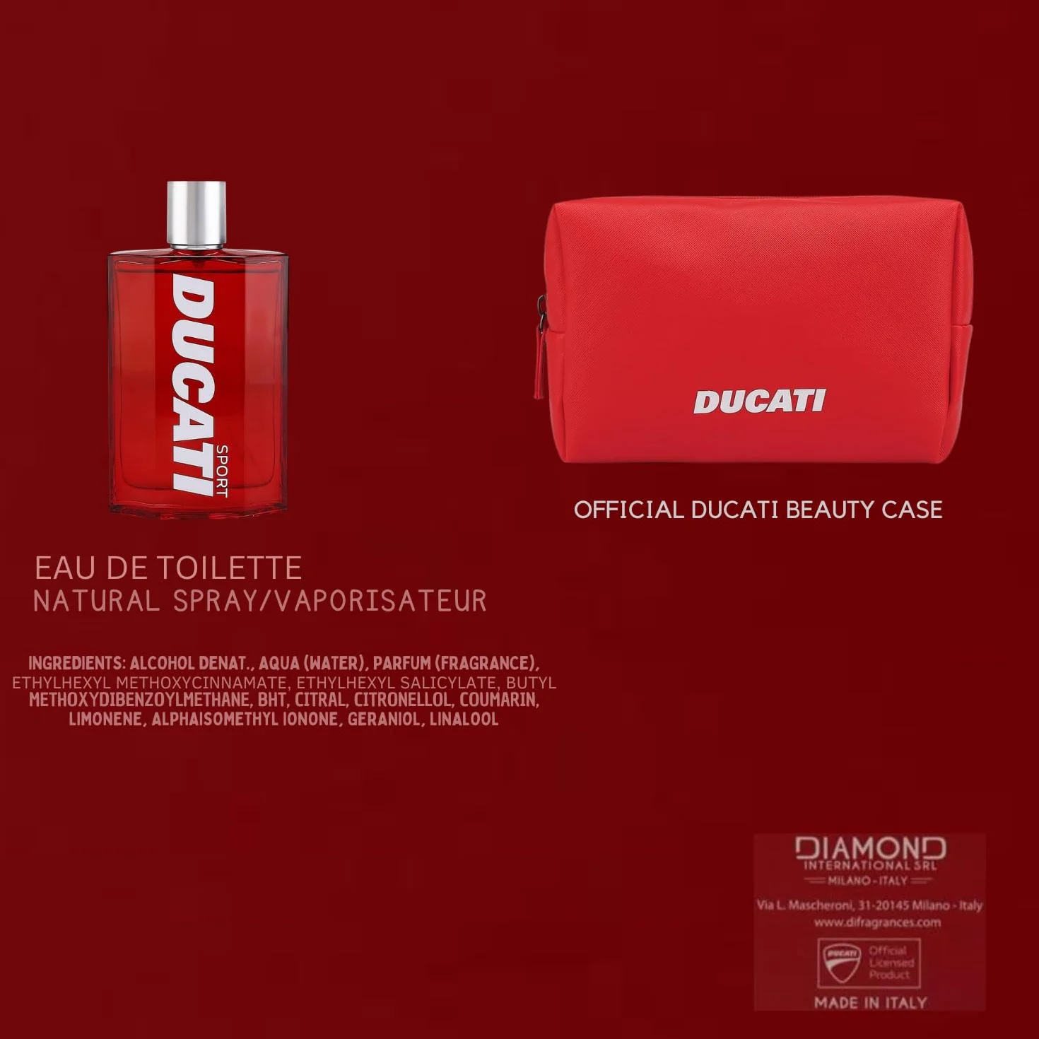 DUCATI SPORT zestaw upominkowy, 100 ml perfumy męskie + kosmetyczka