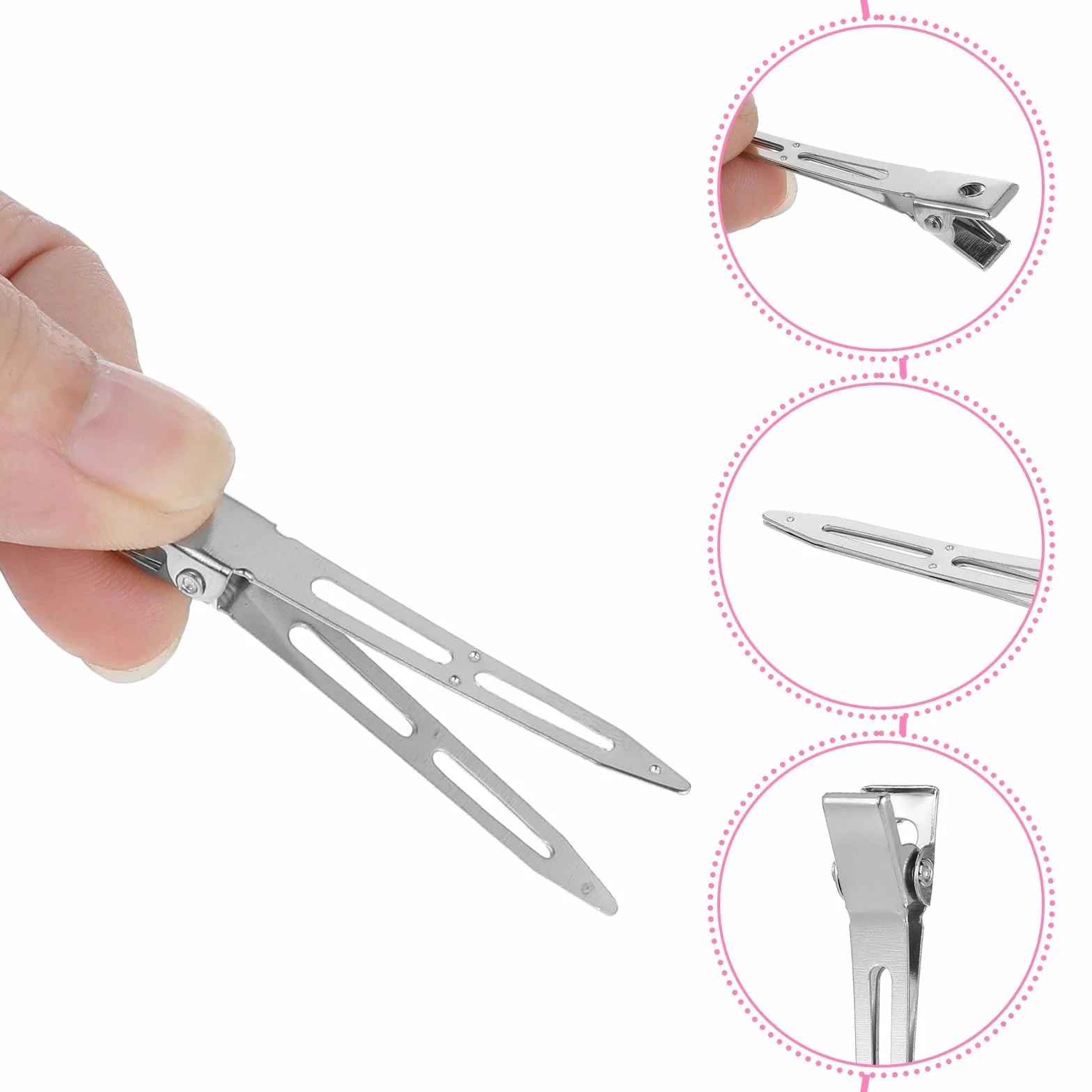 20 sztuk spinki do włosów, 5,5 cm, srebrne, krokodylki, metalowe, akcesoria fryzjerskie