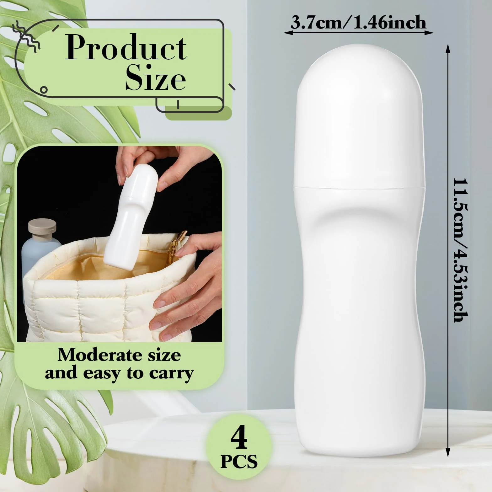 JJUNW Puste butelki o pojemności 50 ml, z plastikowymi kulkami rolkowymi, do wielokrotnego napełniania, szczelna, biała, dezodorant, w rolce, pojemniki z nakrętkami, na olejki eteryczne, perfumy,