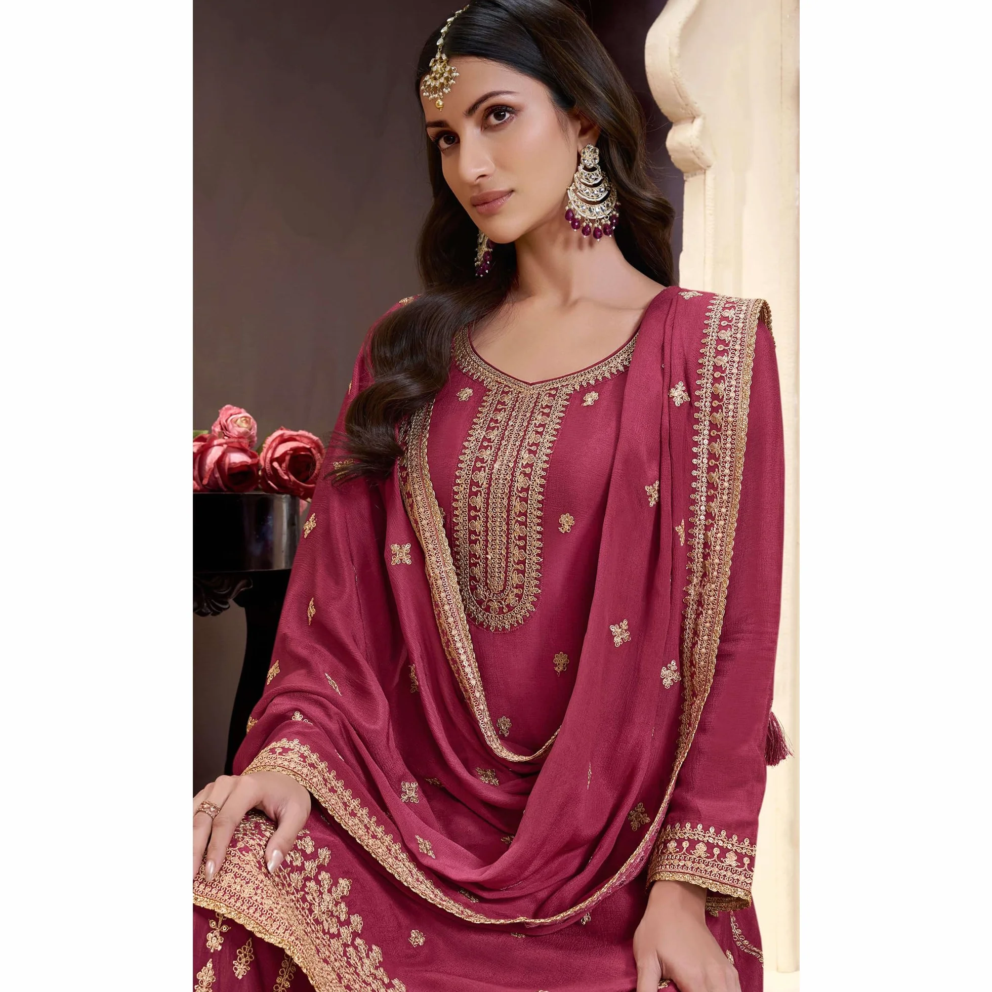 Specjalne przyjęcie weselne, designerskie garnitury Shalwar Kameez indyjskie pakistańskie gotowe do noszenia sukienki Palazzo, Wybór 7, 44