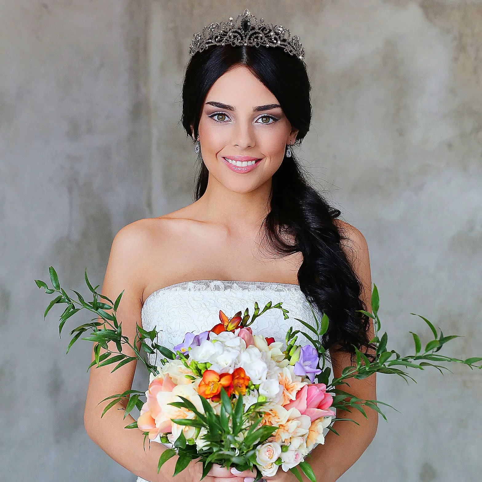 YUXIANLB korona tiary dla kobiet, czarna kryształowa korona księżniczki elegancka korona królewska królowa biżuteria ślubna opaska na czoło, akcesoria do włosów na ślub, cosplay, Boże Narodzenie