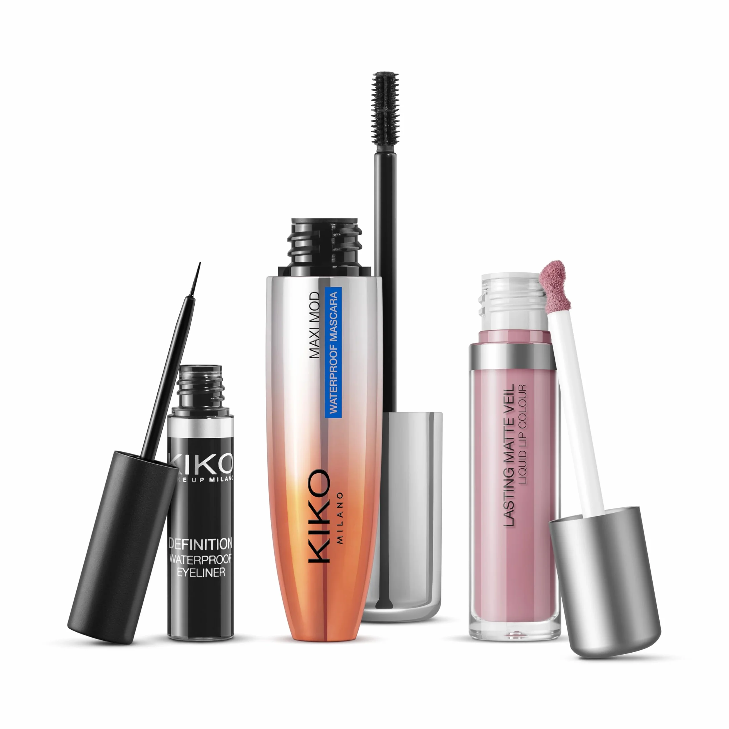 KIKO Milano Unmissable Makeup Set, Zestaw Do Makijażu Z Tuszem Do Rzęs, Wodoodpornym Eyelinerem I Matową Pomadką W Płynie