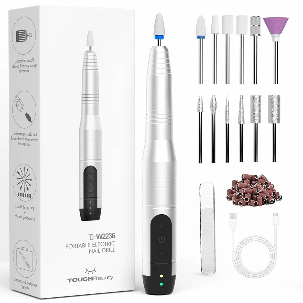 TOUCHBeauty AG-2236 akumulatorowa elektryczna wiertarka do paznokci, zestaw pilników akrylowych, narzędzia do pedicure i manicure, polerowania i usuwania zrogowacenia