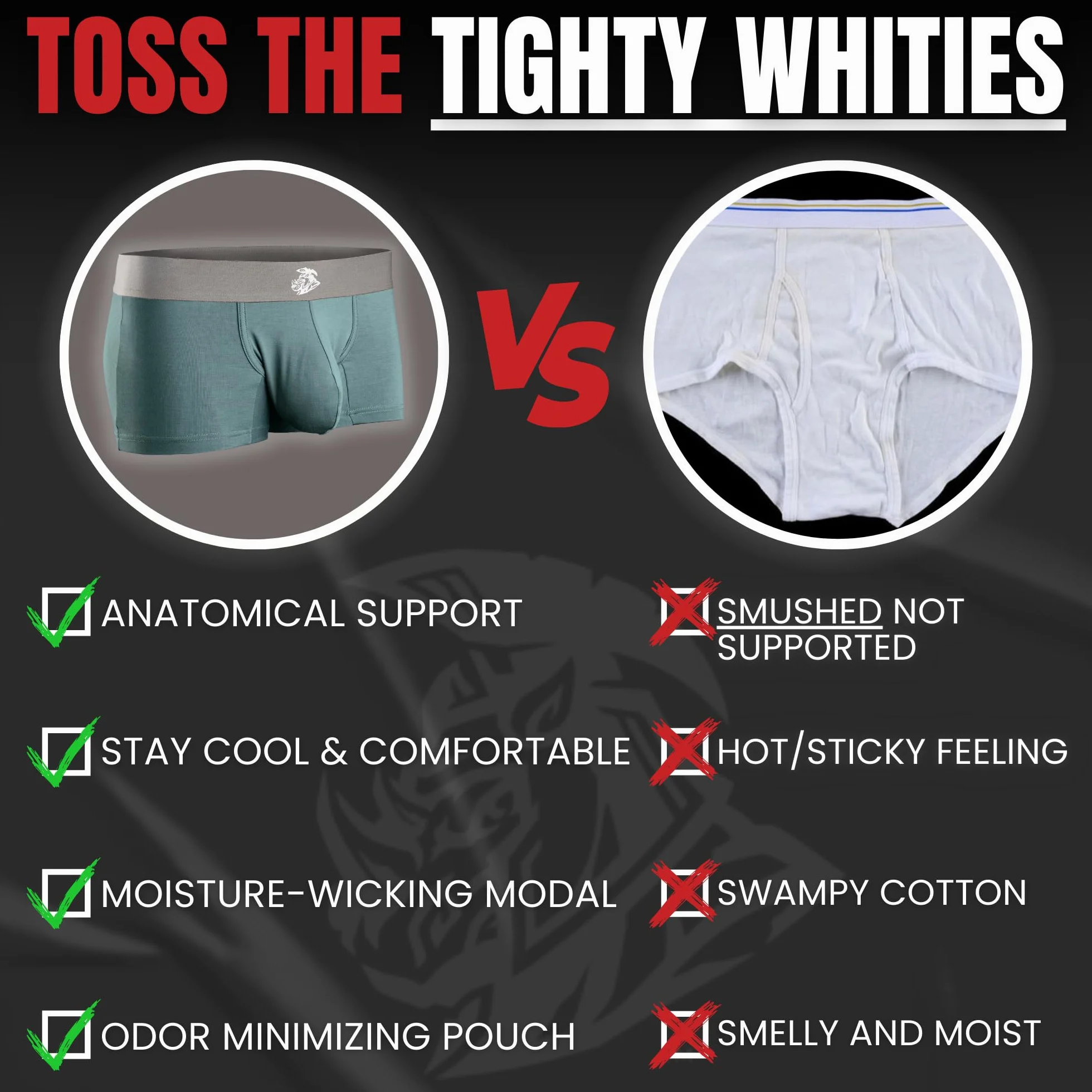 Real Men 3in Modal Boxer Briefs D Pouch Xs 3pk SltGry/DrkHthrGry/Wht