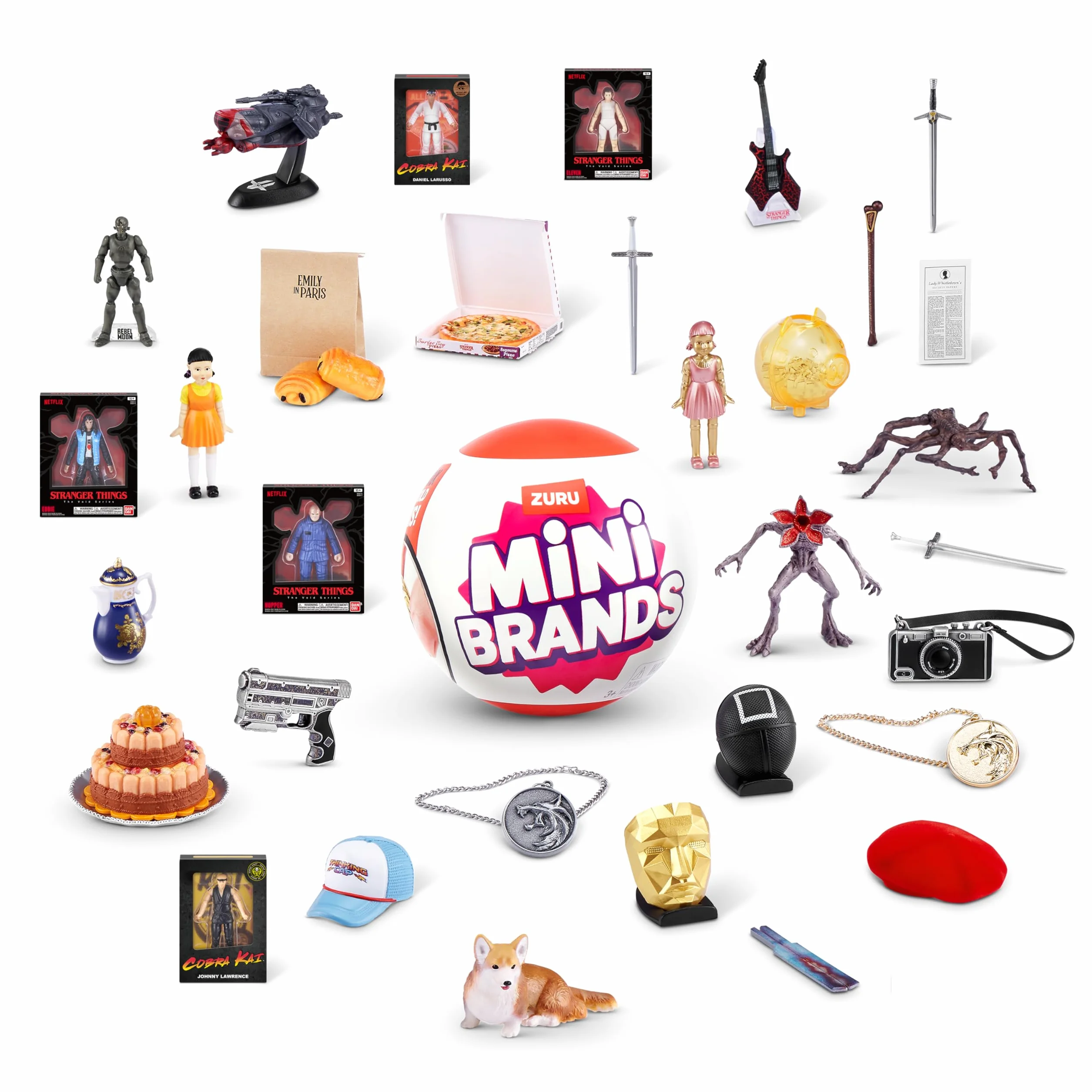 Mini Brands Netflix Series 1 (1 kapsułka) – tajemnicze kolekcjonerskie mini figurki, zawiera 5 minis od Stranger Things, Squid Game, Bridgerton i nie tylko