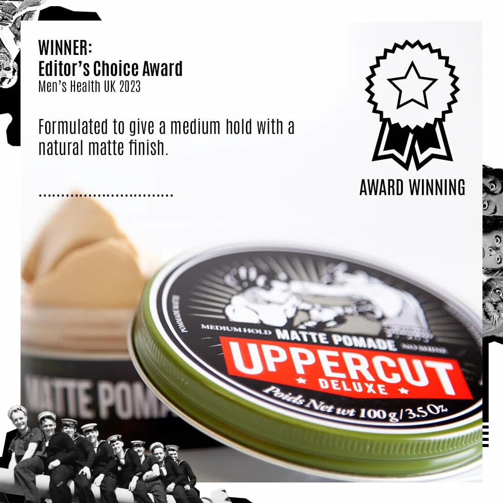 Uppercut Deluxe Matte Pomade Hair Styling Product For Men With A Medium Hold, No Shine Water Based Matte Hair Styling Product Easy Wash Out, No Residue 2 x 100g