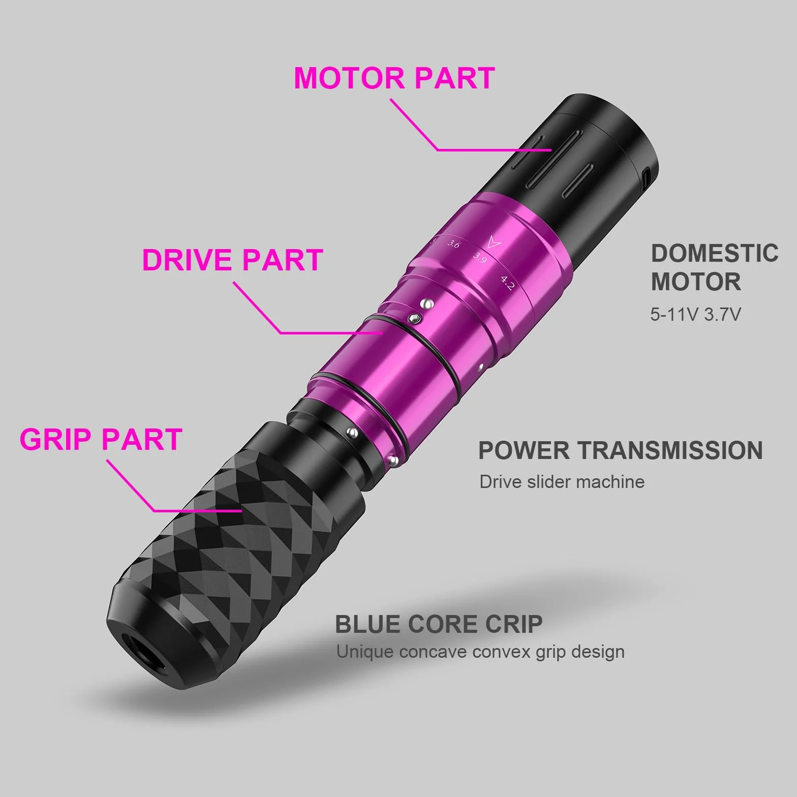 Solong Tattoo SL-TK0001EU-4 zestaw 2 baterii, 7 uderzeń, obrotowy pistolet do tatuażu z cyfrowym wyświetlaczem LCD, 40 igieł do kartridży, 30 ml, czarny tusz dla początkujących i artystów