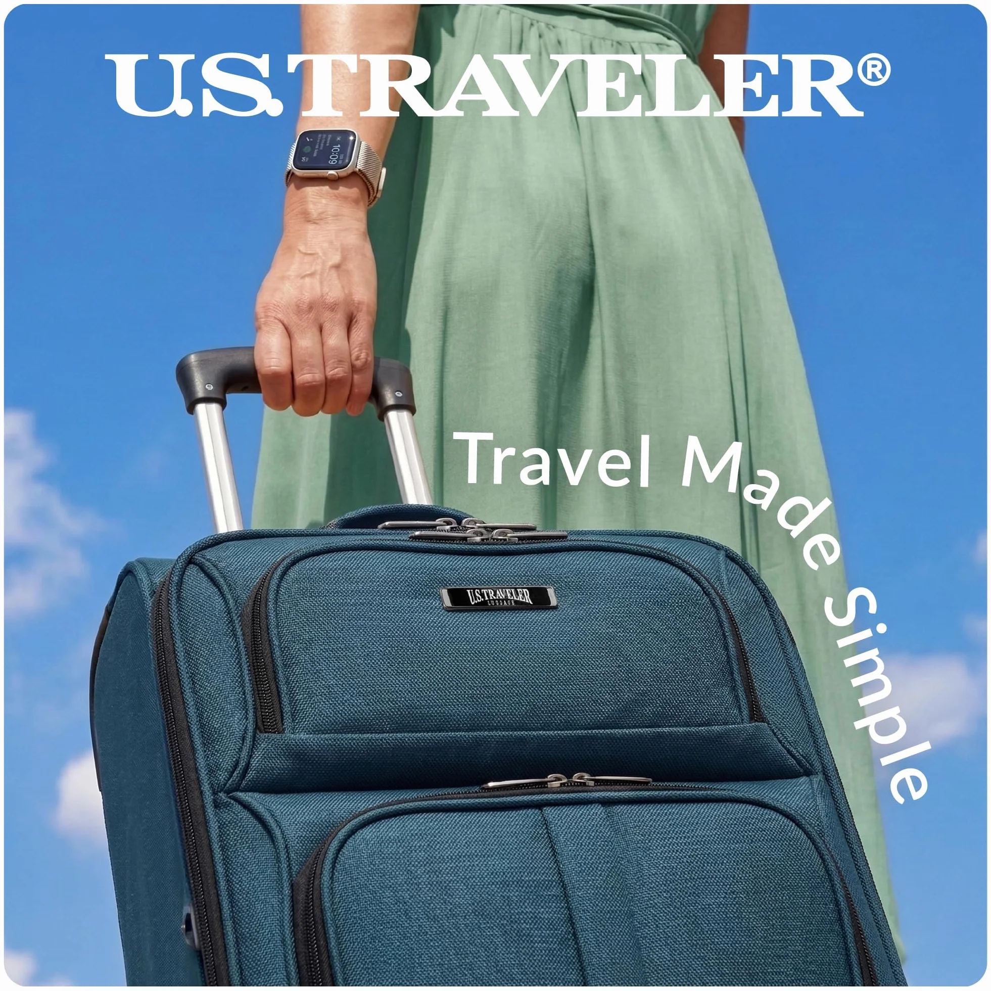 U.S. Traveler Rio Bagaż podręczny, lekka, miękka walizka, bagaż podręczny na kółkach, 50 cm, Kamuflaż, Set