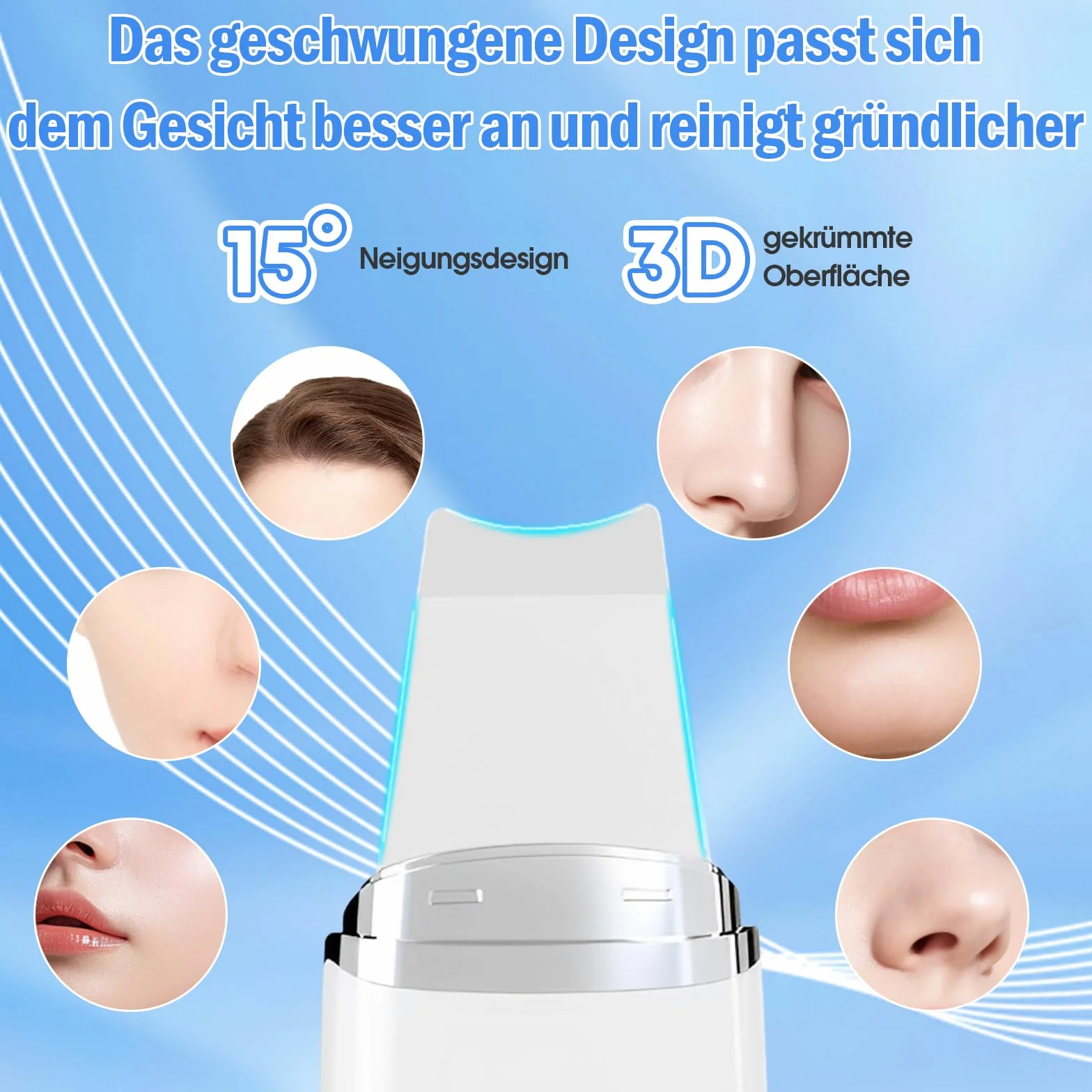 Ultrasonic Skin Scrubber Pore Cleaner z 4 trybami pracy i czerwonym niebieskim światłem