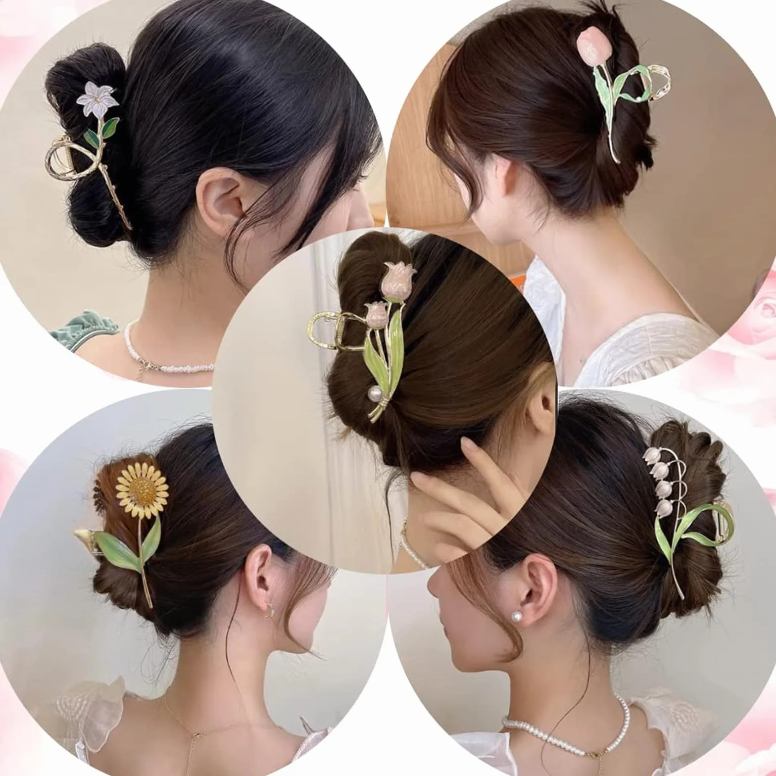 6 sztuk motyl spinki do włosów Kraeoke Fishtail Spinka do włosów Pszenica Hair Clip Tulip klips z tyłu głowy duże kwiaty spinka do włosów 1