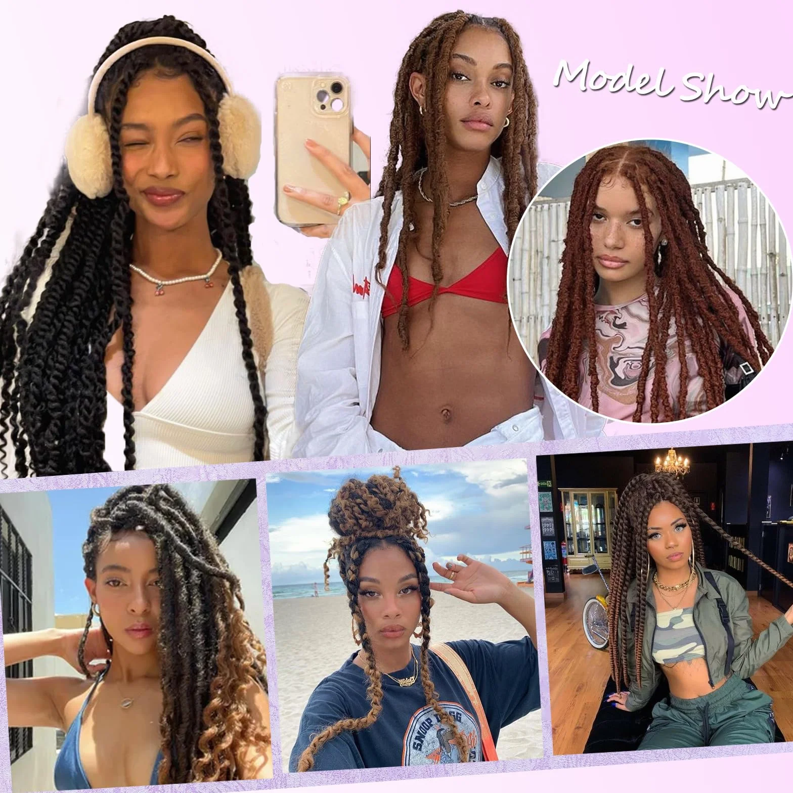 Marley Twist Warkocze do włosów Marley Twist Włosy Długie kubańskie Marleys Afro Kinky Curly Twists Faux Locs Warkocze szydełkowe Syntetyczne Warkocze szydełkowe Przedłużki do włosów (T30