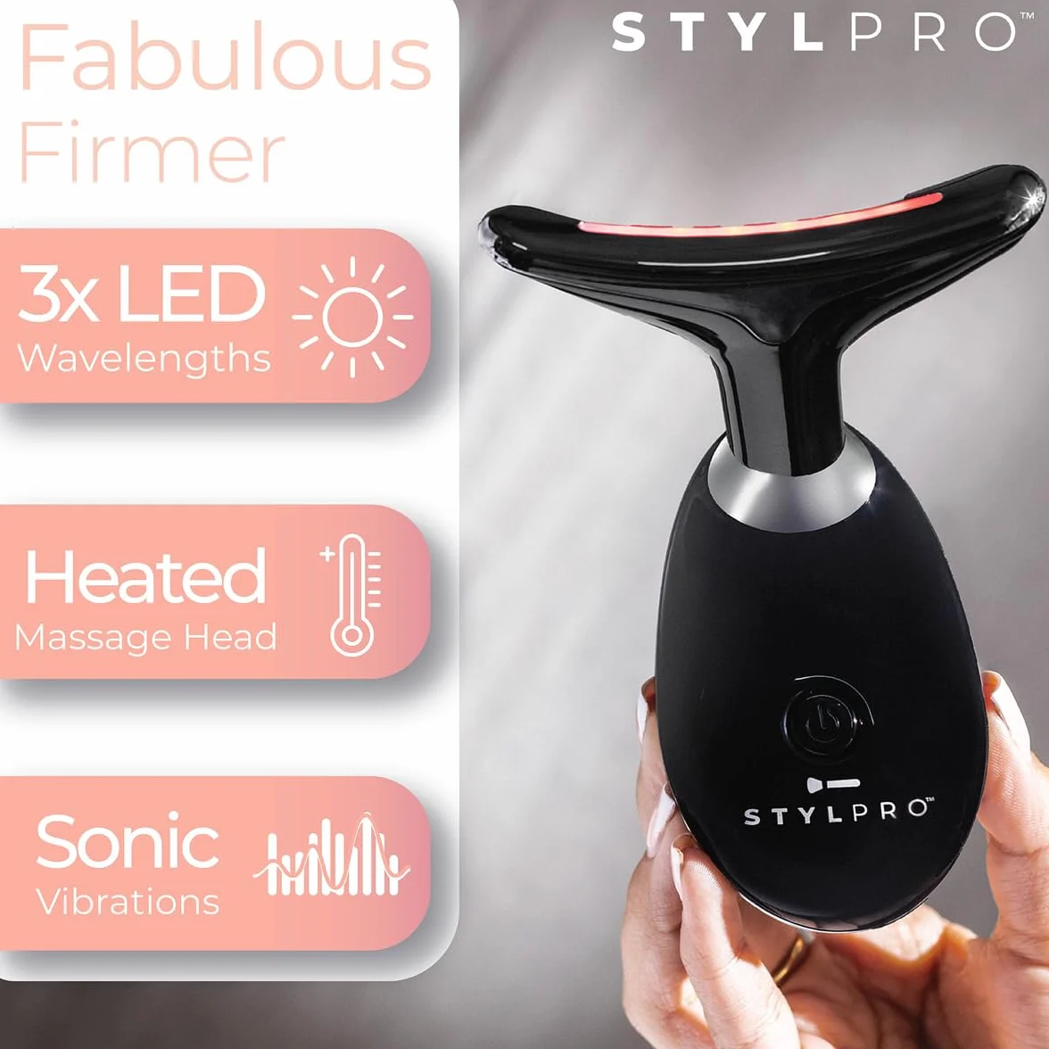 STYLPRO Masażer do twarzy i szyi LED – terapia światłem dla ujędrnienia i liftingu