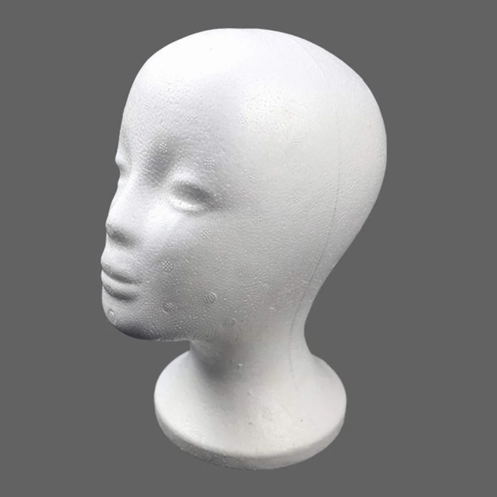Styropian żeński manekin głowa modelu, białe okulary narzędzie do stylizacji przedmiotów