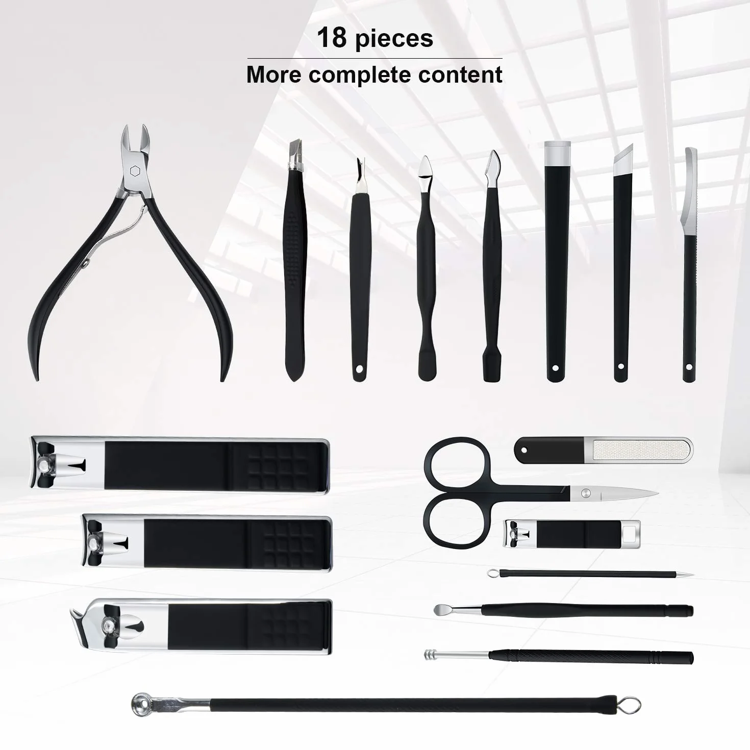 Manicure Set 18szt Profesjonalne Wycinarki do paznokci Zestaw Narzędzia do pielęgnacji pedicure-Narzędzia do pielęgnacji ze stali nierdzewnej do podróży (różowa)