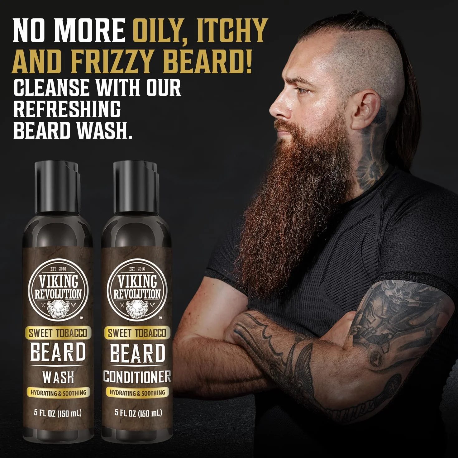Viking Revolution Beard Wash and Beard Conditioner for Men with Arganowy Oil and Jojoba Oil - Beard Softener and Strengthener Beard Care Beard Care Beard Shampoo and Conditioner with Beard Oil (5