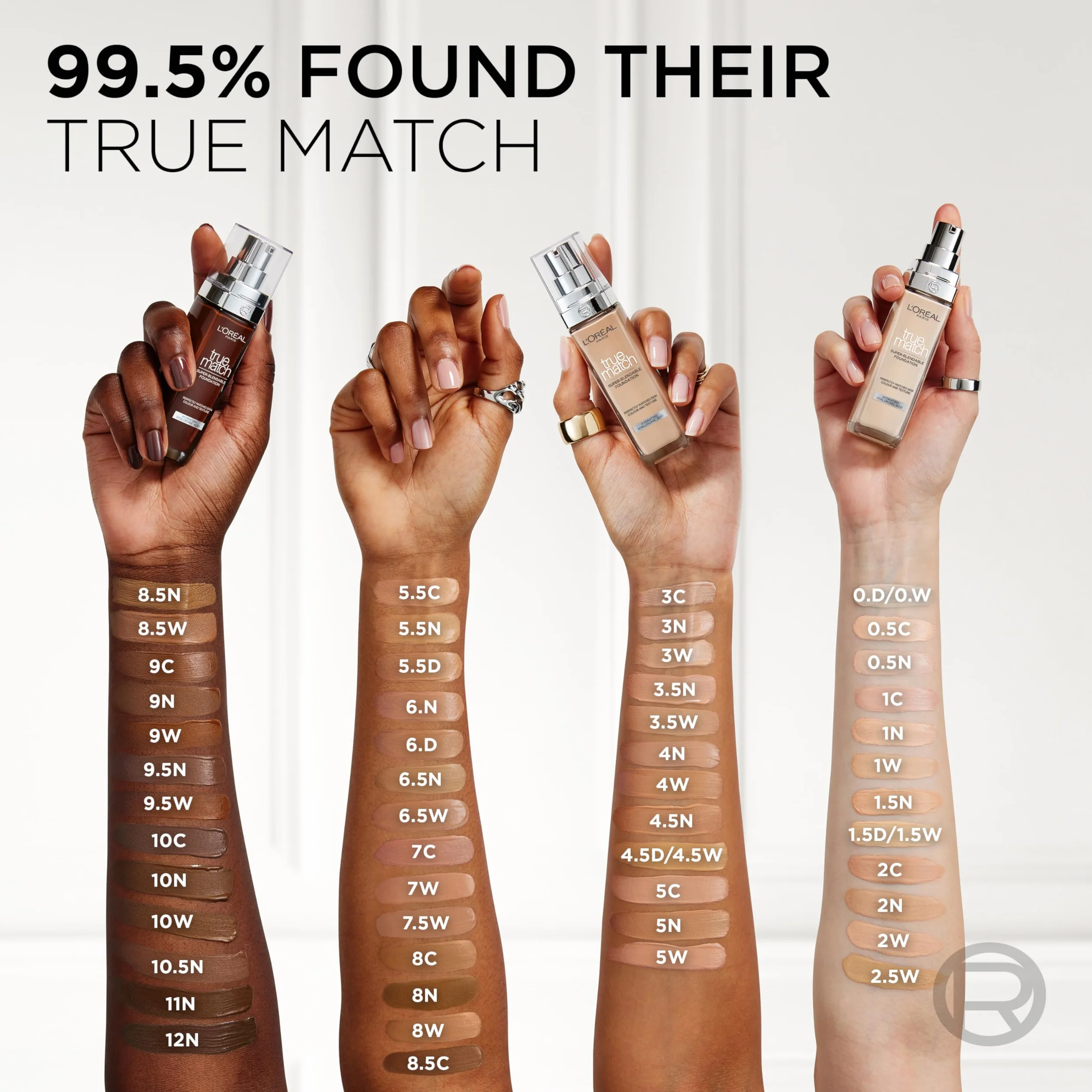 L'Oréal Paris True Match trwały podkład do twarzy w płynie, pielęgnujący z kwasem hialuronowym, SPF 17, 5.N Sand, 30 ml
