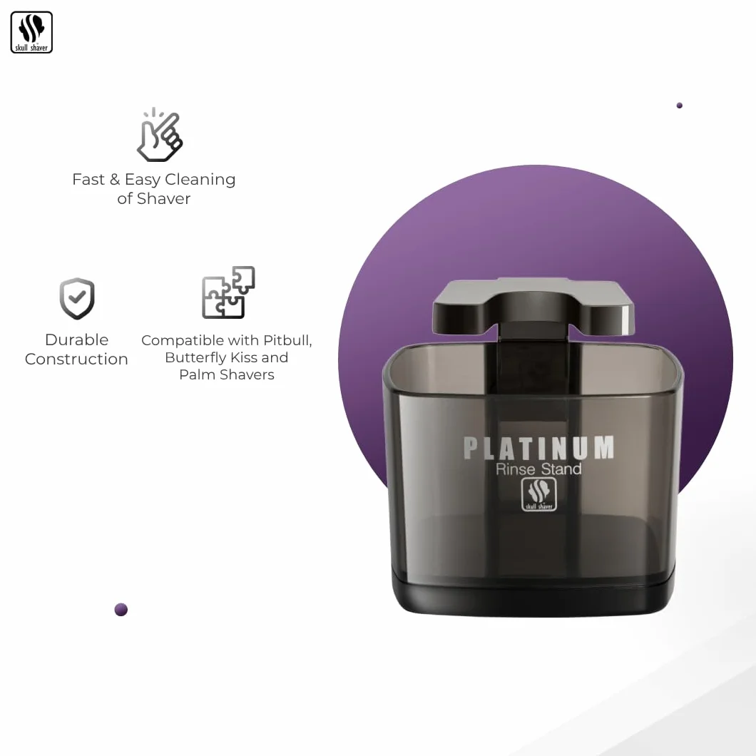 Stojak Platinum Rinse Skull Shaver do golarek elektrycznych Pitbull Butterfly Kiss Palm czarny