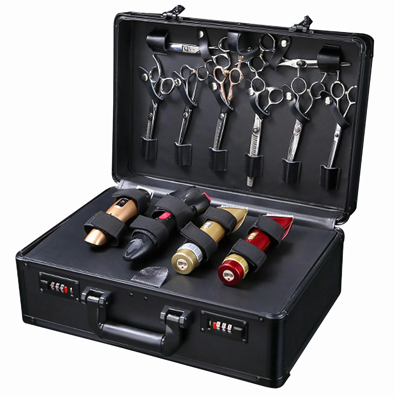 MINRS Przenośne etui Barber z zamkiem na hasło, walizka fryzjerska, organizer 40x31x16 cm czarny