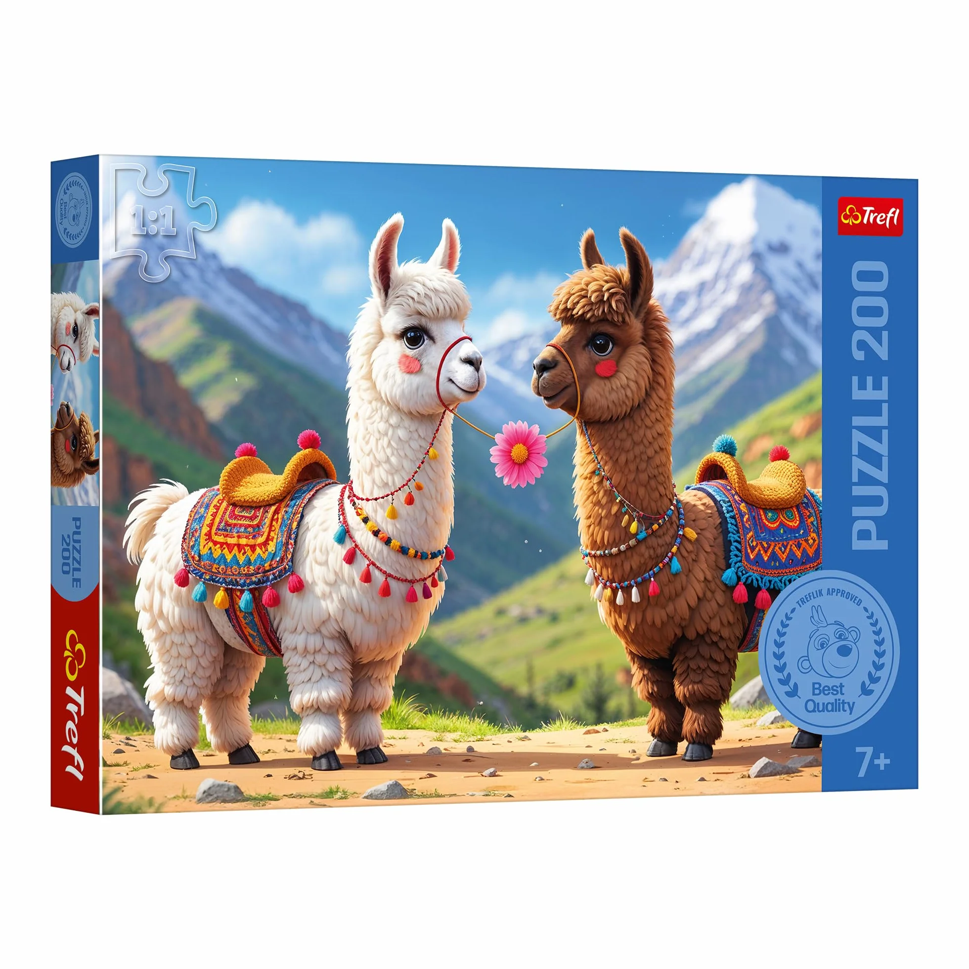 Trefl - The Treflik Family, Kolorowe Lamy - Puzzle 200 Elementów - Kolorowa Układanka ze Zwierzętami, dla Dzieci od 7 lat