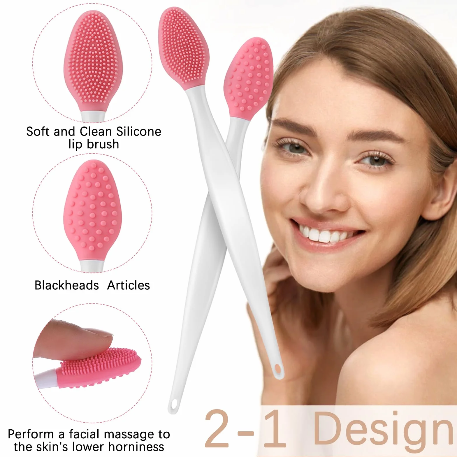 5 szt. pędzelek do ust delikatny peeling do ust dwustronny silikonowy mini złuszczający aplikator połysk zestawy do oczyszczania makijażu dla gładkich miękkich jasnych zdrowych mężczyzn kobiet