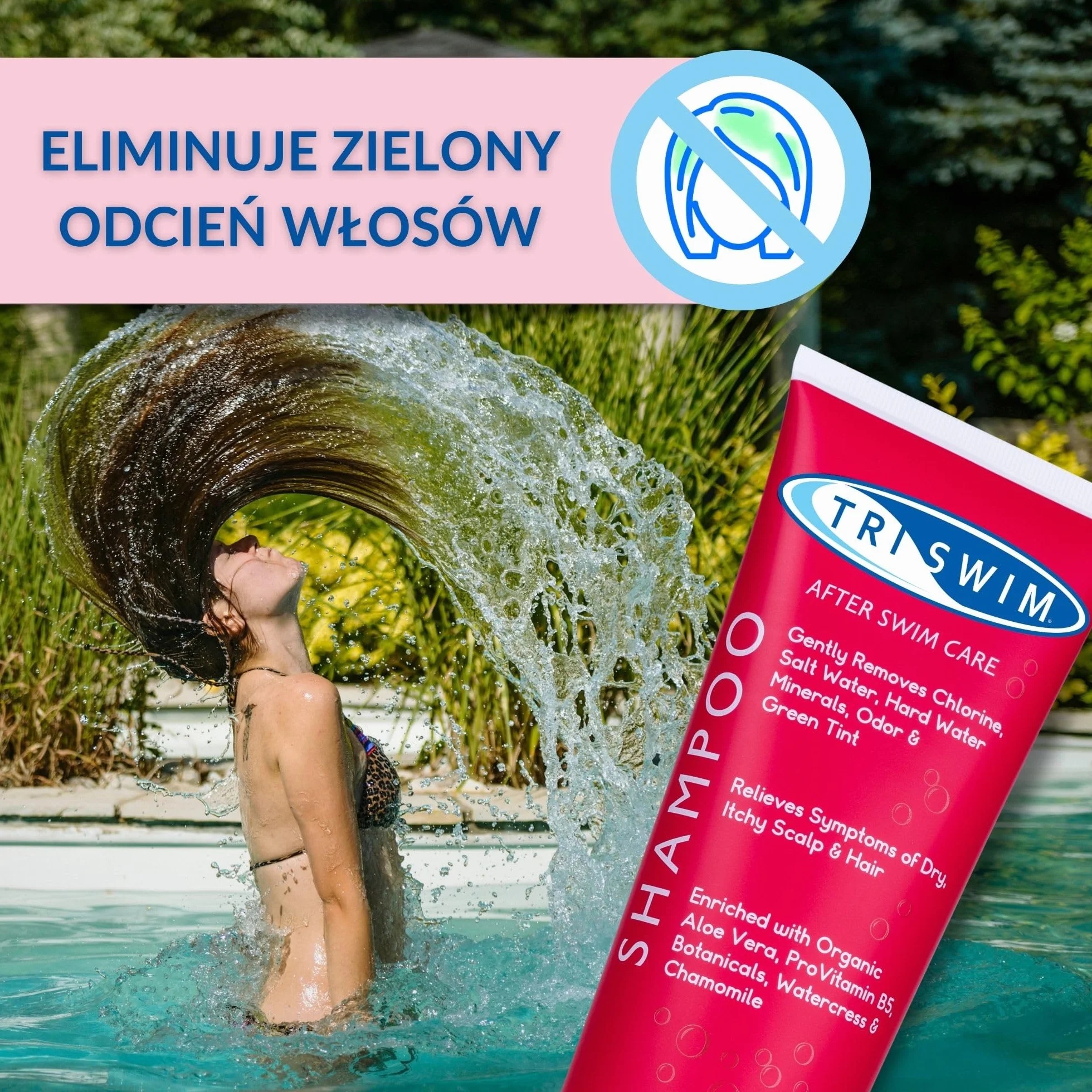 TRISWIM Zestaw do włosów po pływaniu usuwający chlor Szampon i regenerująca odżywka 250+250 ml