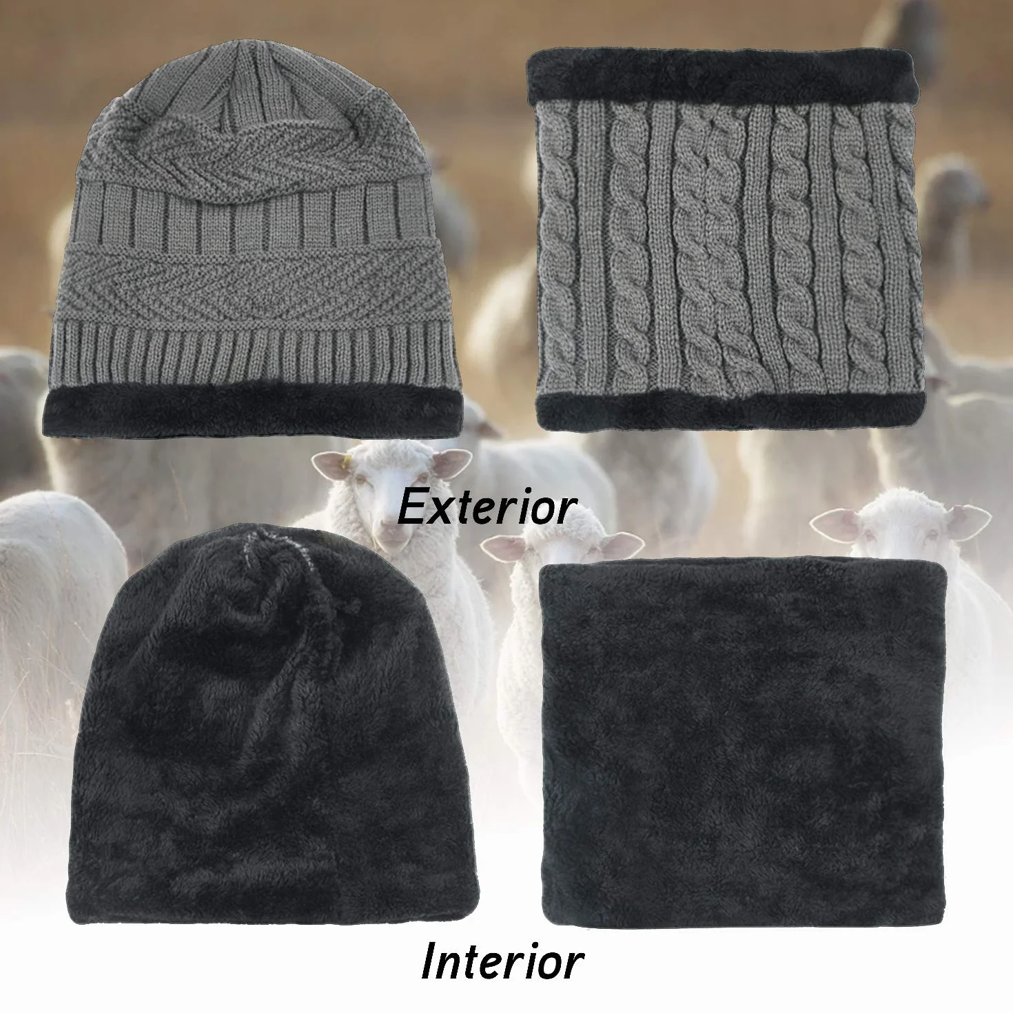 Czapka zimowa i szal Loop, ekran dotykowy, rękawiczki męskie, damskie, ciepła czapka beanie, zestaw zimowy, z podszewką polarową do nart