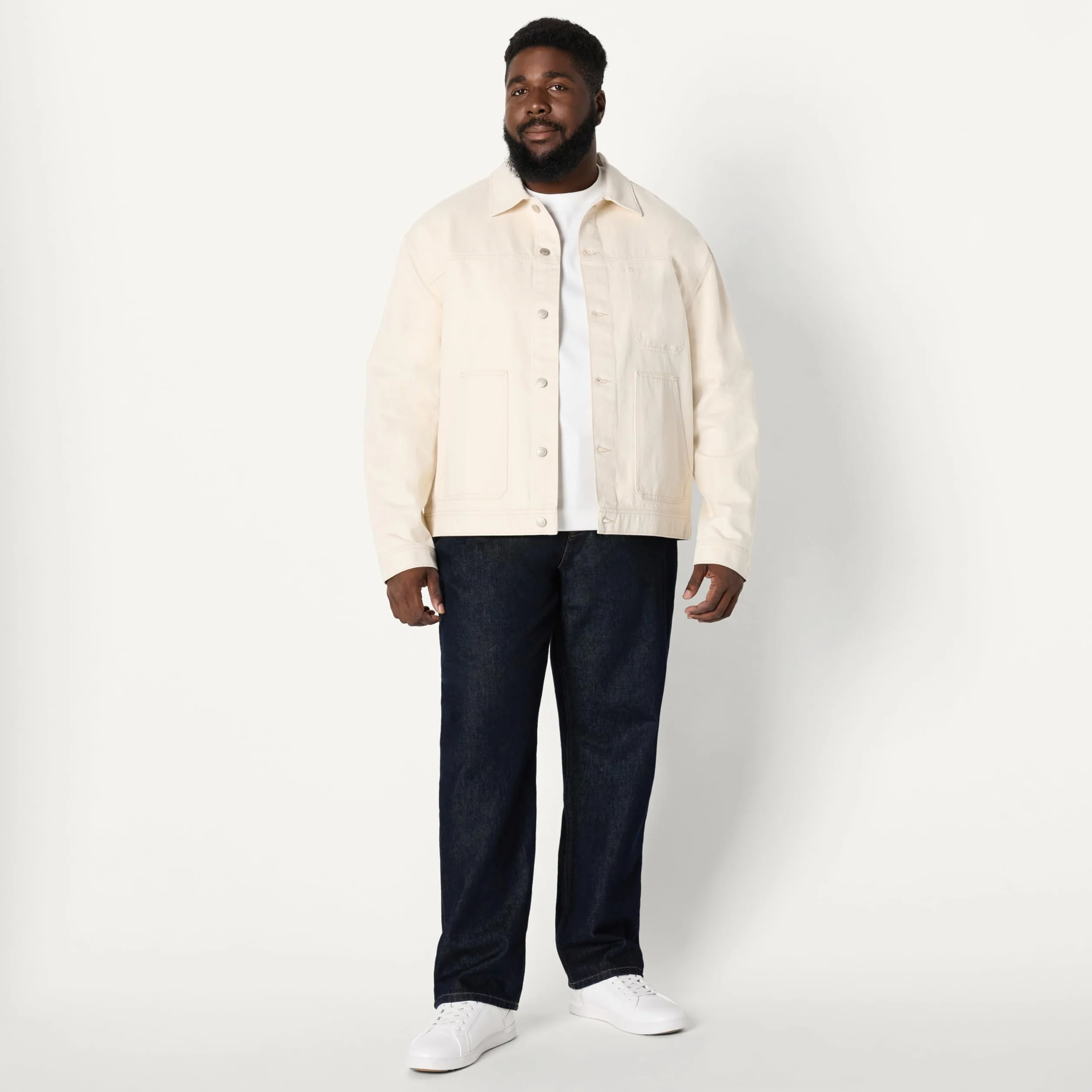 Amazon Essentials Męska kurtka sportowa Rigid Denim Relaxed-Fit