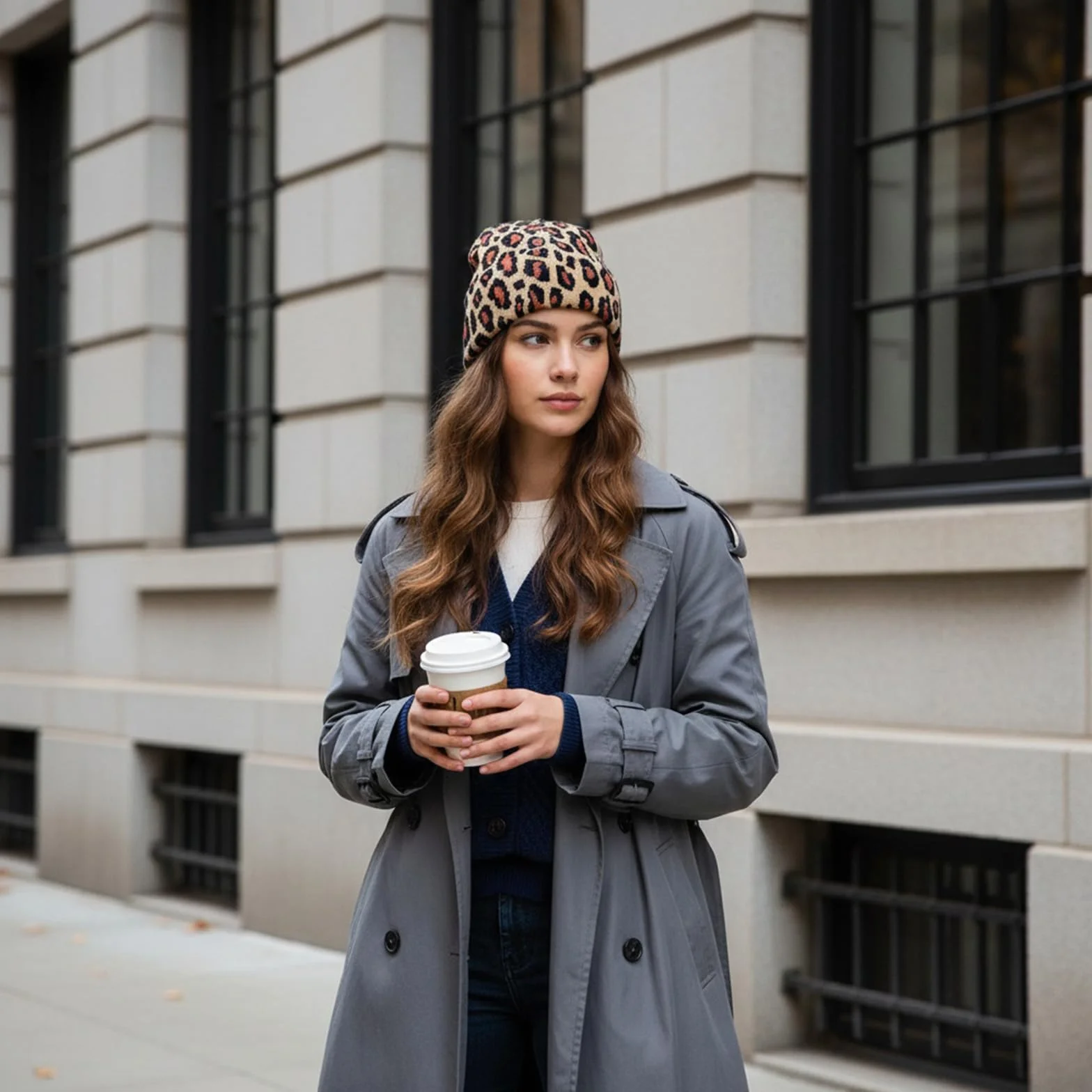 Leopard Beanie czapka z nadrukiem w panterkę, damska, zimowa, ciepła czapka z dzianiny, miękki, rozciągliwy kapelusz dla kobiet i mężczyzn