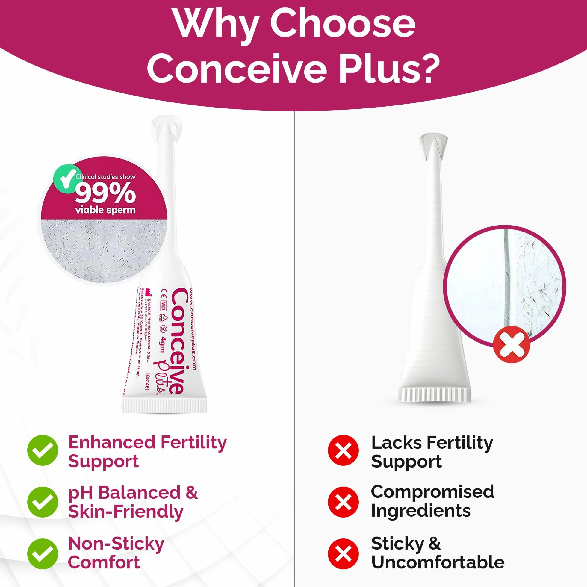 CONCEIVE PLUS lubrykant płodności dla kobiet z jonami wapnia i magnezu 8x4g
