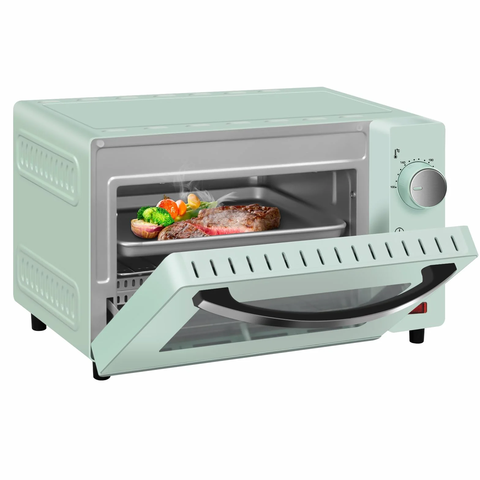 WANNYTON Mini piekarnik, piekarnik 10 l, 650 W, 100-230 °C, timer 0-60 min, w zestawie blacha do pieczenia, ruszt do grillowania, uchwyt do wyjmowania, podwójne szklane drzwi, piec do pizzy, ciast