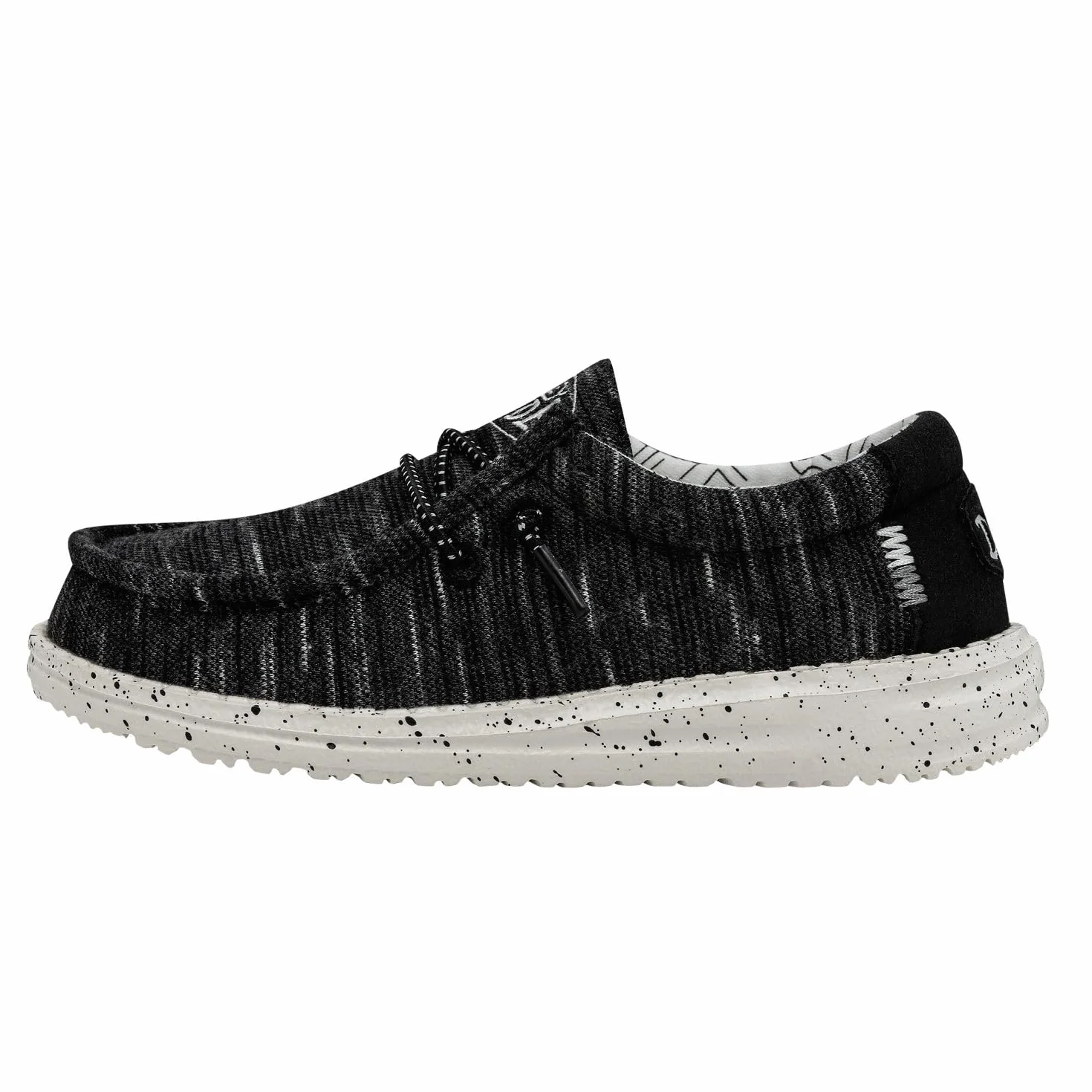 Hey Dude Wally Youth Stretch Moccasin, Black, 33 EU, czarny, 33 EU