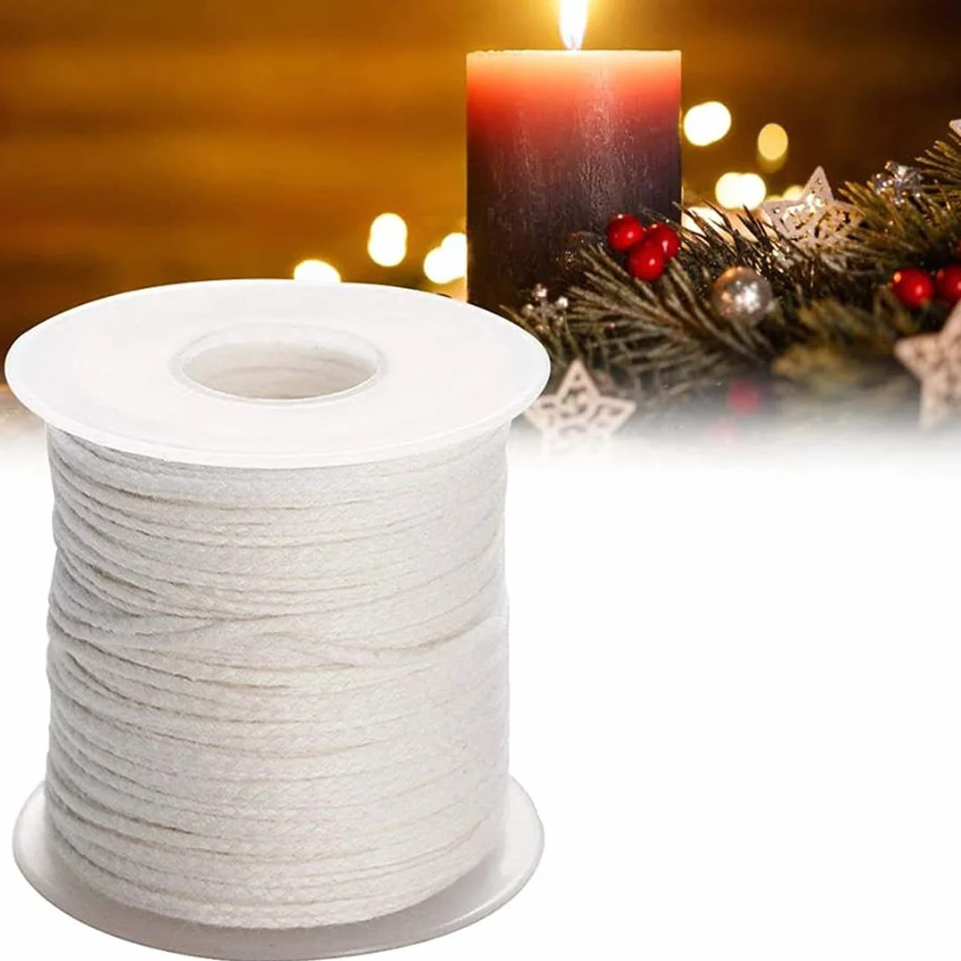 1 200Feet/61Meter White Candle Wick Cotton Candle Woven Wick for DIY Candle Making Material Smokeless Core
