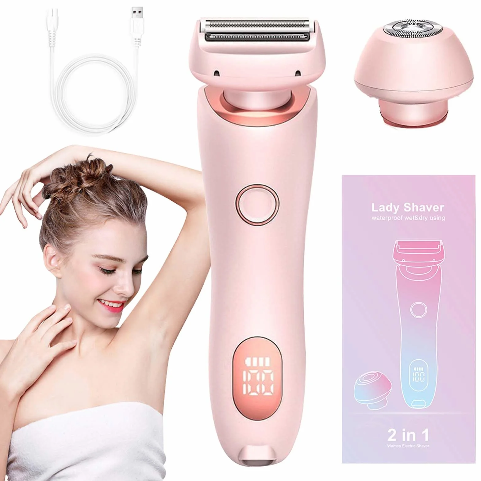 Colexy Divanity Skin Glow Nano golarka damska, z 3 ostrymi jak brzytwa ostrzami o dużej prędkości i folią do pływania 3D, golarka elektryczna do twarzy, nóg i okolic intymnych (różowa)