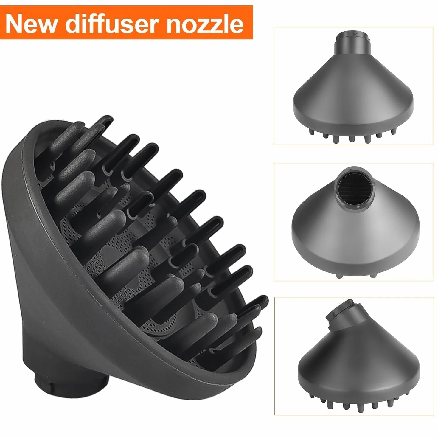 Dyfuzor do włosów kręconych do Dyson Airwrap HS01 HS05, średnica 13,5 cm uniwersalny dyfuzor do włosów, 12 x 11 cm akcesoria do Dyson Airwrap, modelowanie loków (czarny)