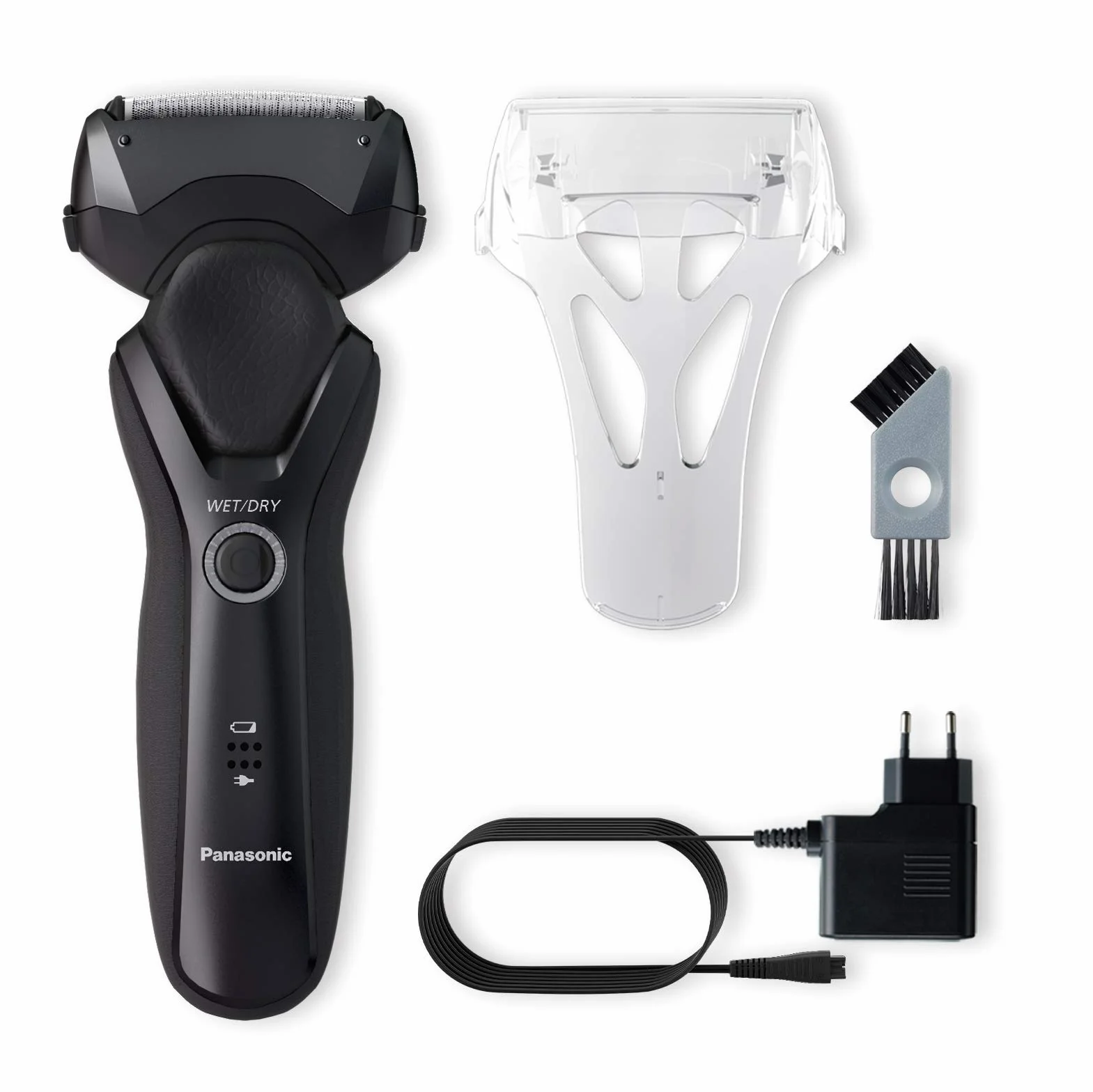Panasonic Series 500 ES-RT37 3-ostrzowa golarka elektryczna, ostrza z nanoszlifem pod kątem 30°, dokładne ostrza pod kątem 45°, elastyczna obrotowa głowica, czarna
