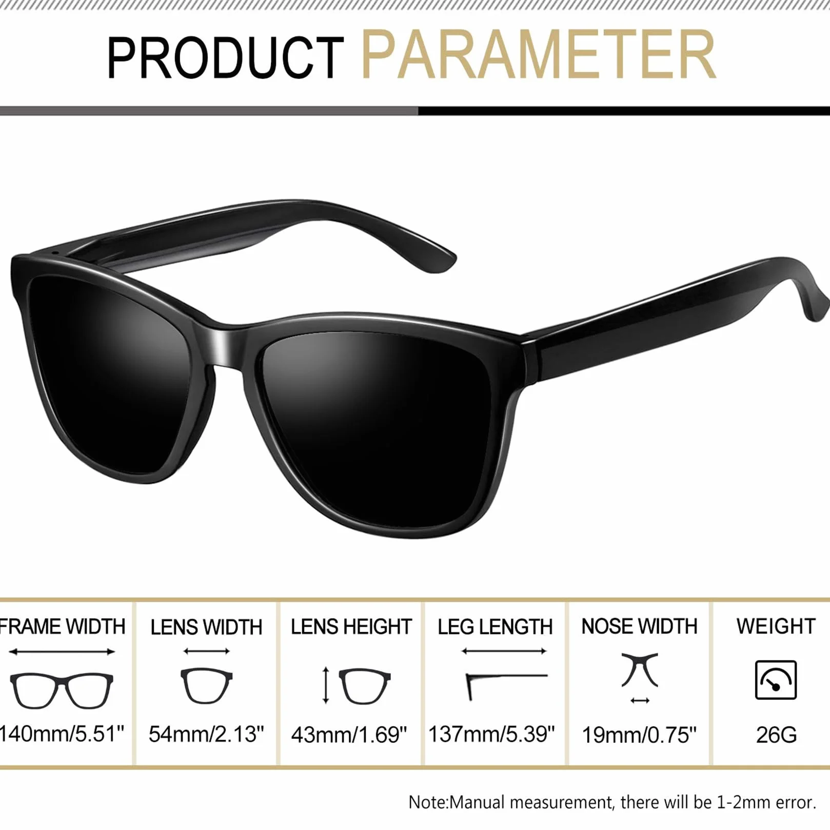 Joopin Polaryzowane okulary przeciwsłoneczne Męskie damskie 100% ochrona przed promieniowaniem UV Unisex Retro Okulary przeciwsłoneczne do jazdy