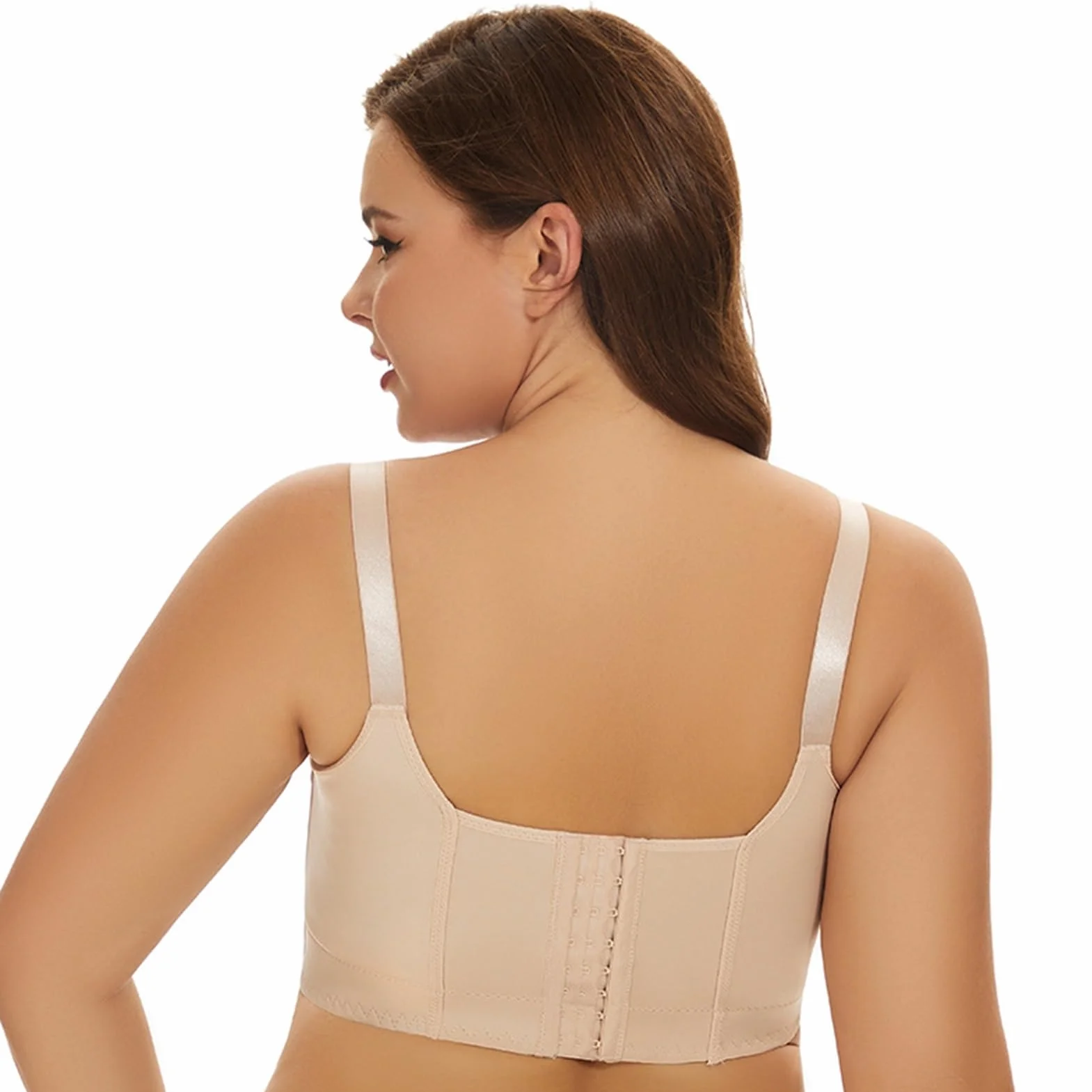 Postpartum Recovery Bras For Women High Compression Push Up Sculpting Camisole Bra Underwear With 8-Row Buckles (Color : Beige, Size : 90/40D)